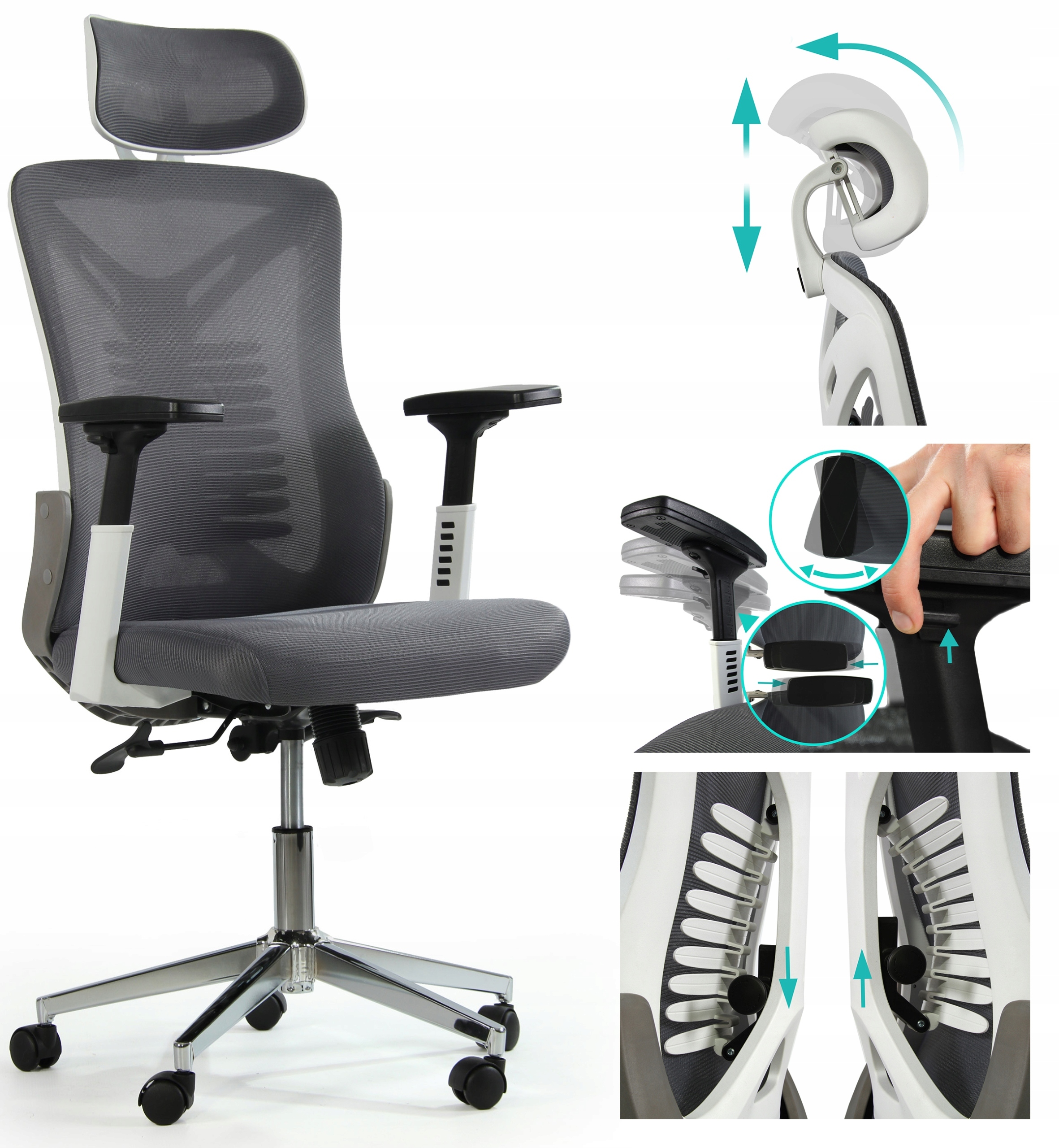 Sesto Senso Ergonomická kancelárska stolička s bedrovou opierkou, grafitová