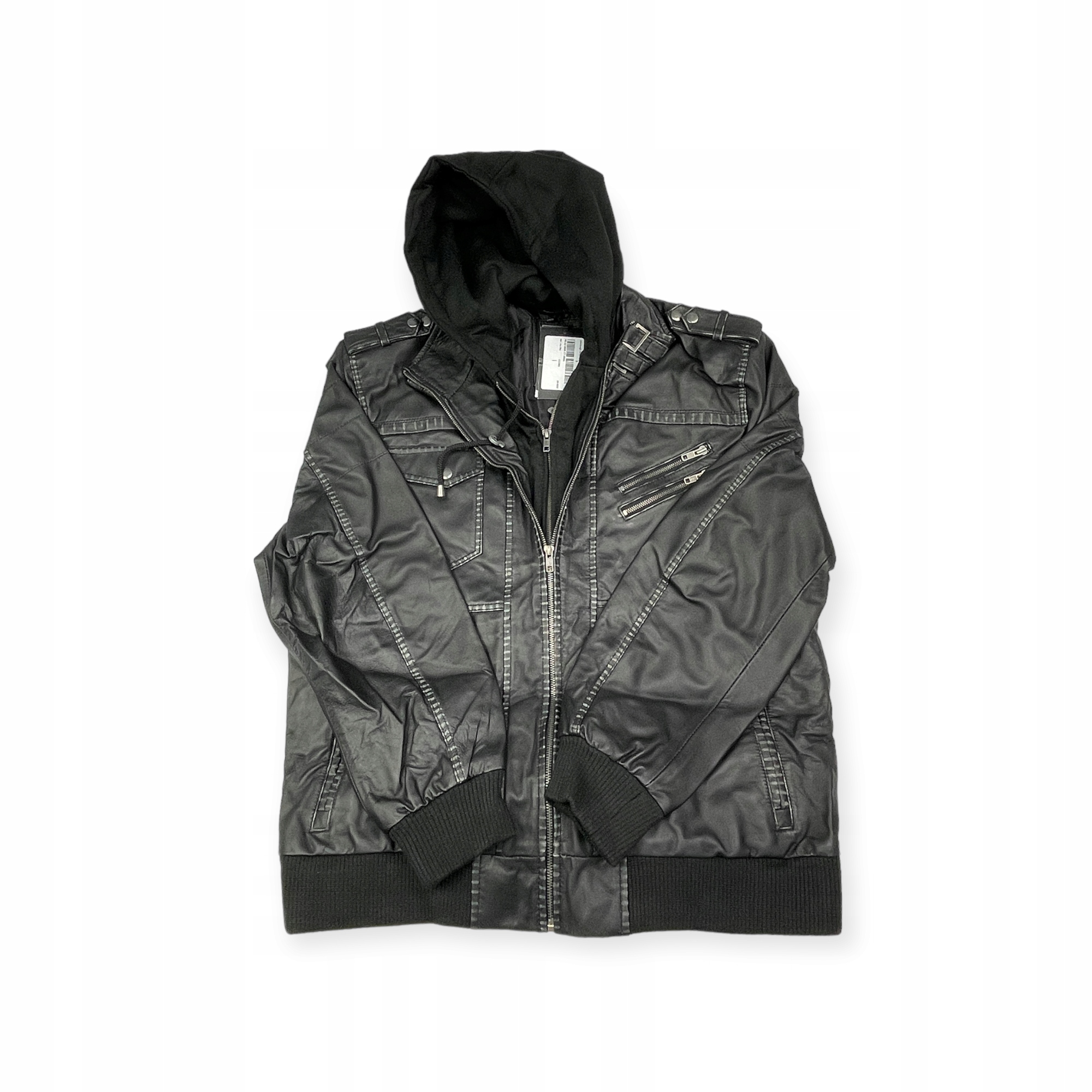 Kožená pánská bunda kapuce Real Leather XL