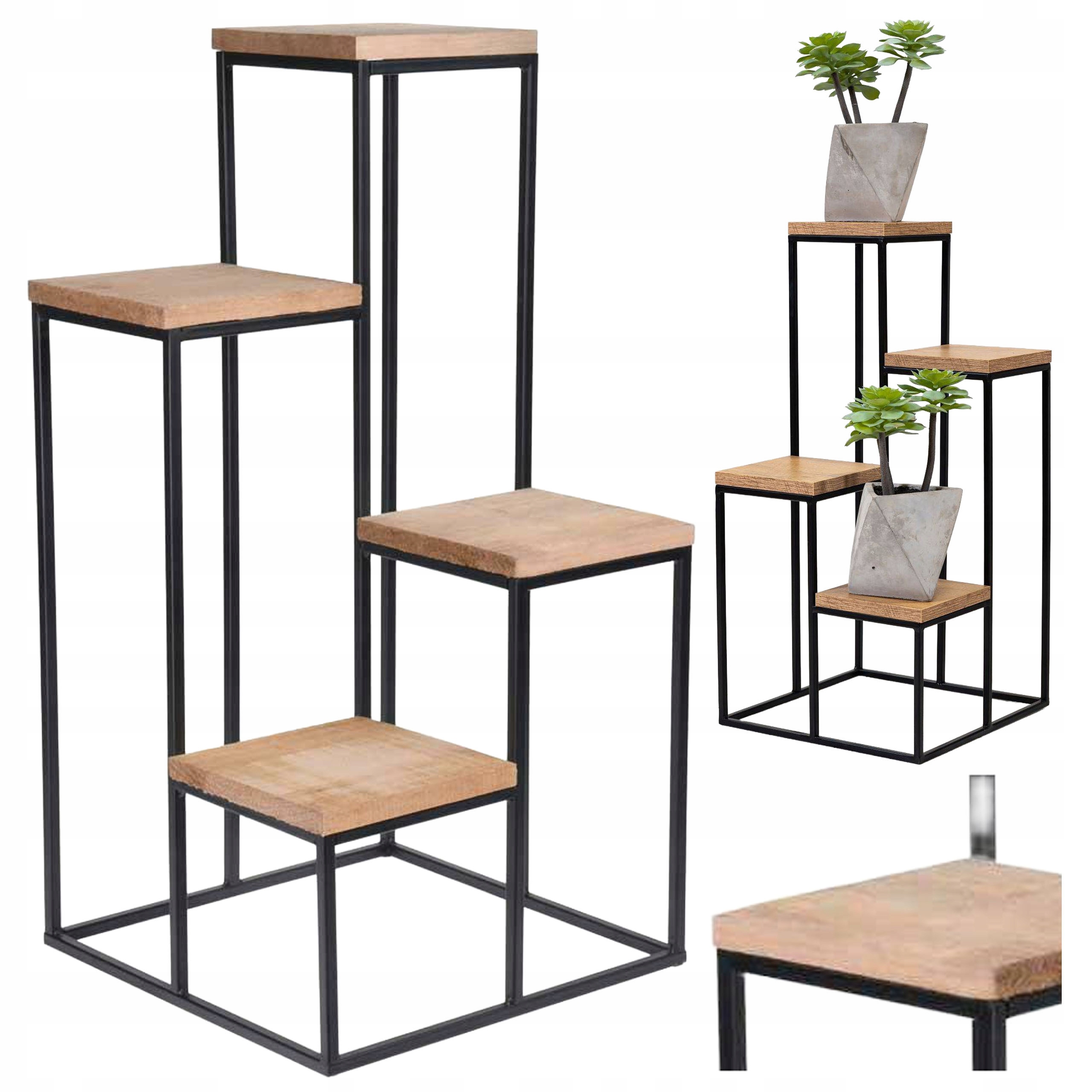 Moderní květinový stojan na 4 květiny loft Plošina do obýváku na terasu Stojan 68 cm