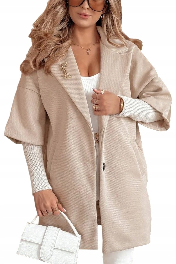 PŁASZCZ GRZYBEK PŁASZCZYK RĘKAWY ZE ŚCIĄGACZEM OVERSIZE KURTKA PREMIUM U Marka inna