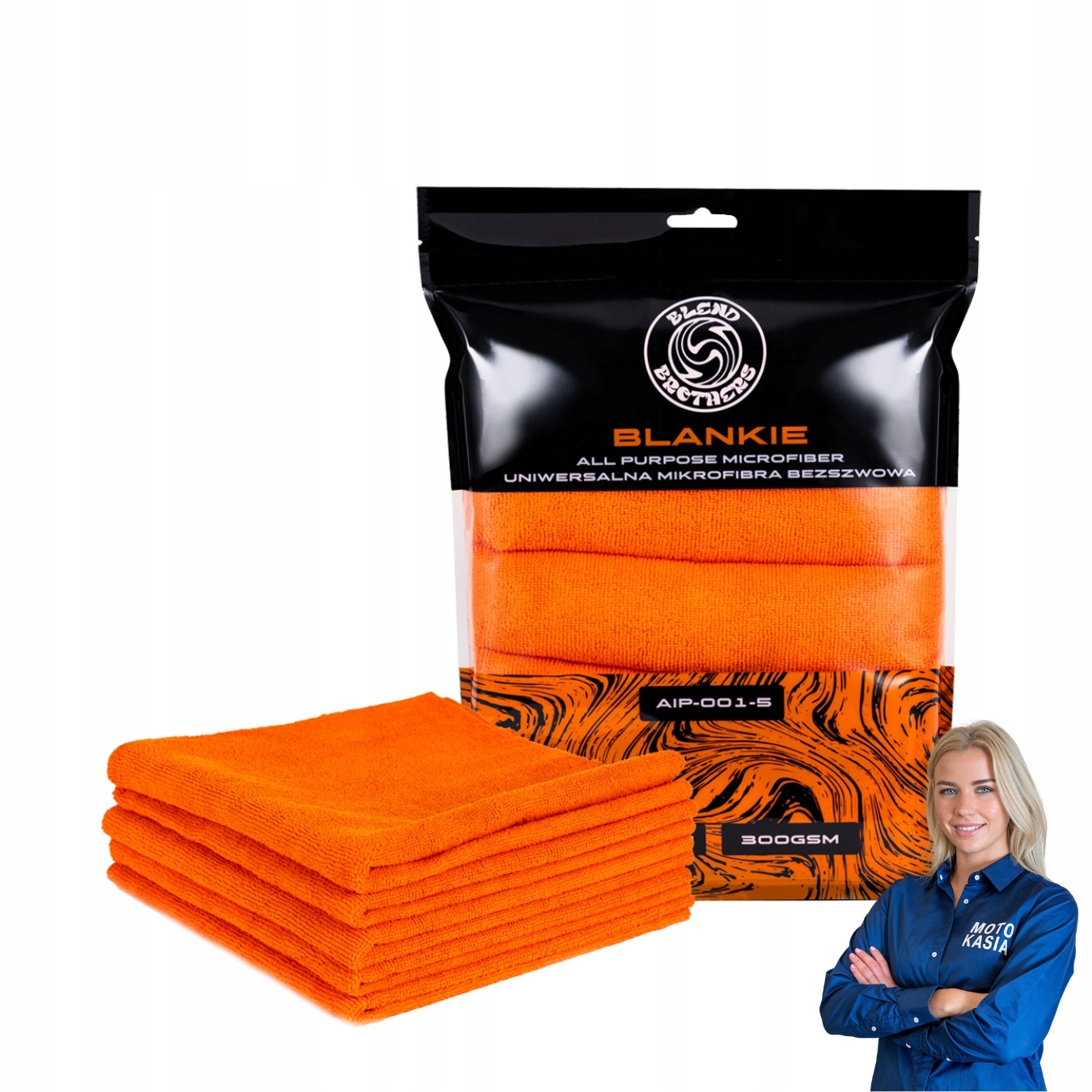 Zestaw Mikrofibr Blend Brothers Blankie 5szt 300gsm Uniwersalne Orange