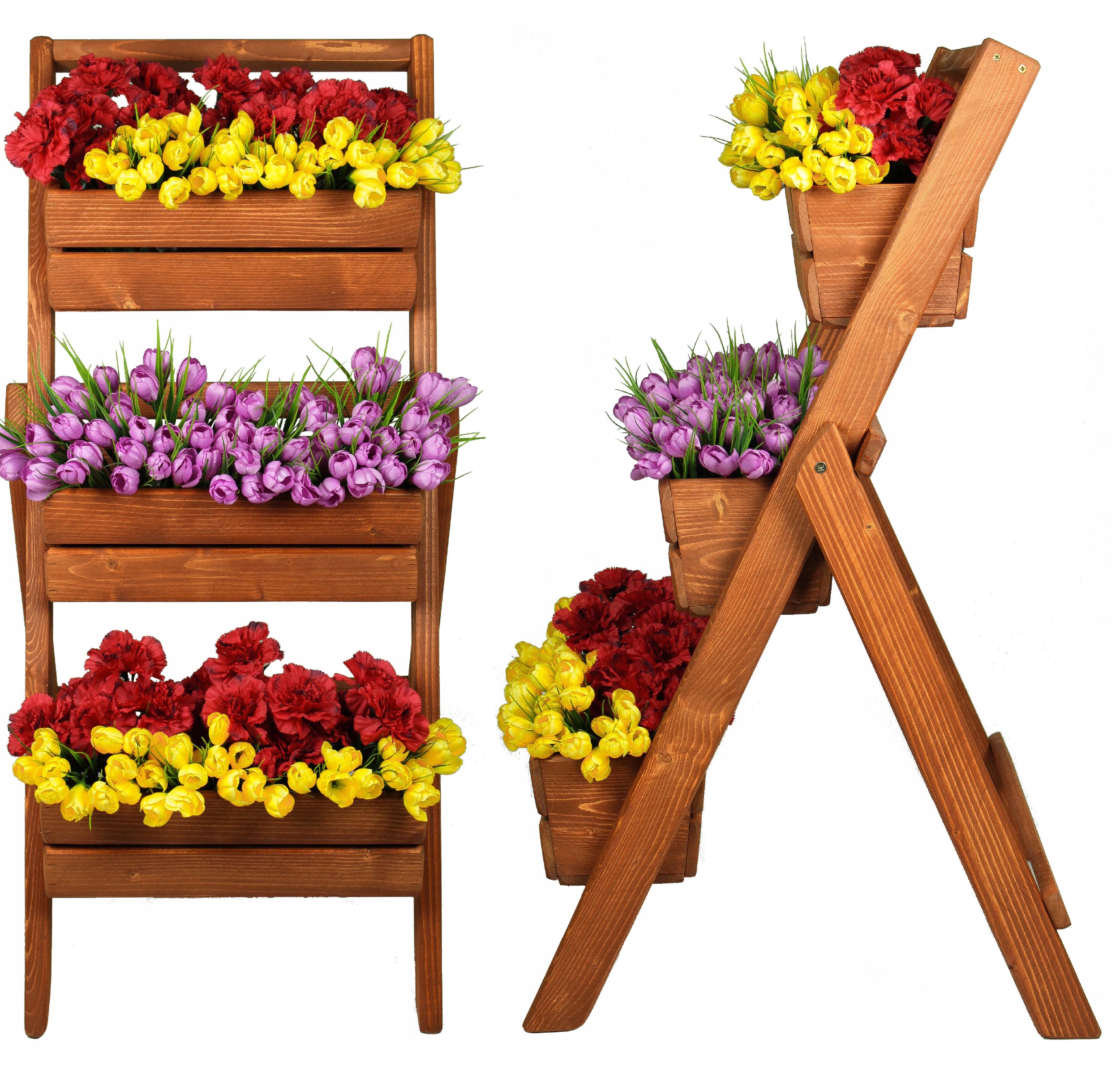 Kvetináč - Stojan pre kvety drevený kvetinový rebrík tuku