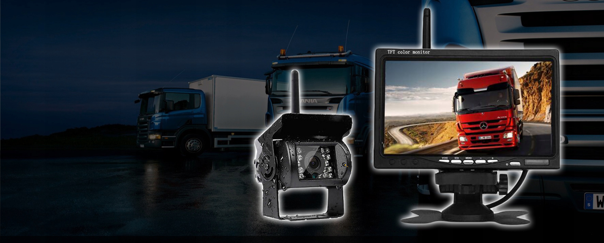 BEZPRZEWODOWY ZESTAW COFANIA 24V KAMERA LCD 7 Connectivity wireless