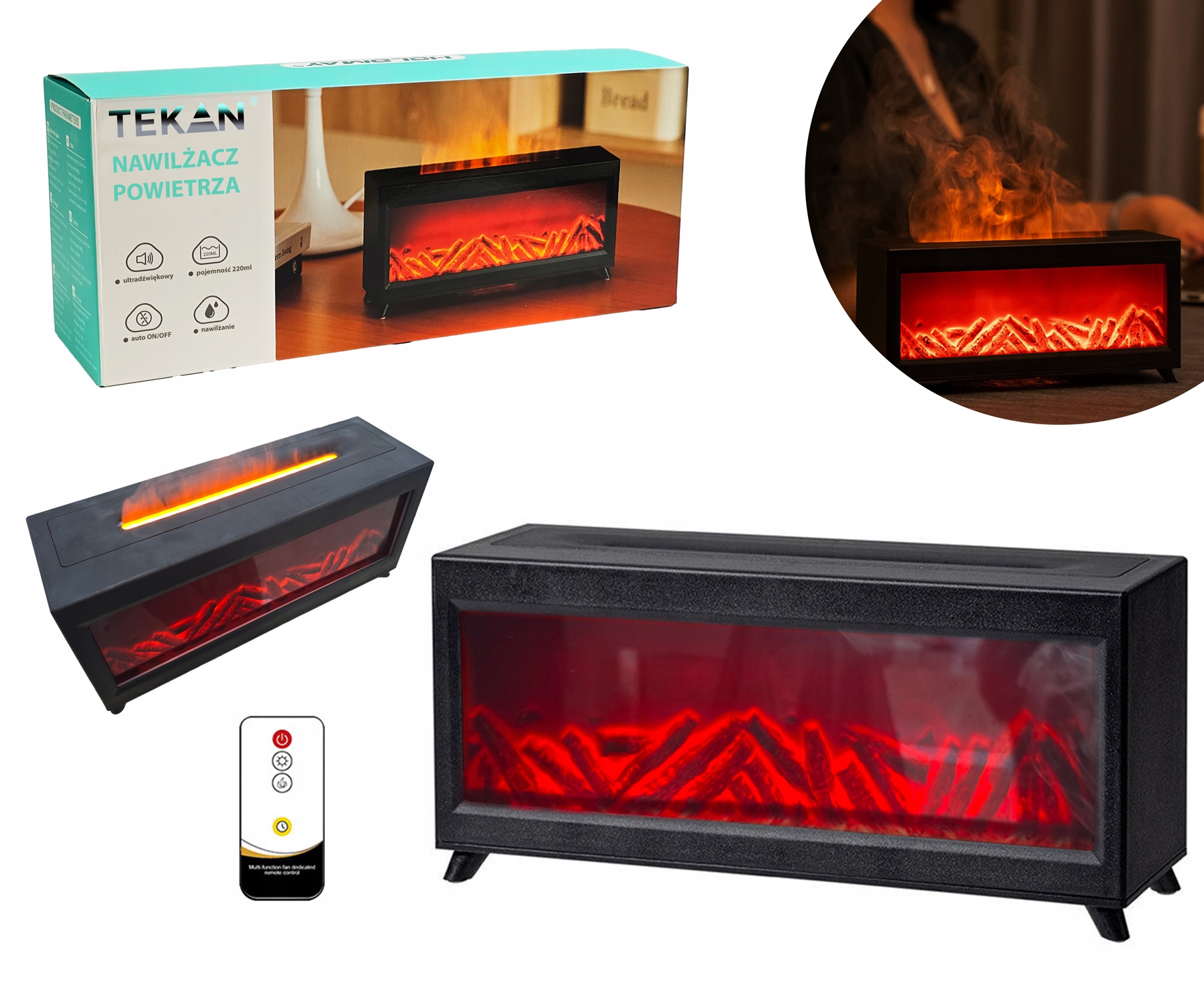 Zvlhčovač Vzduchu Krb Noční Lampa Efekt Plamene Led Difuzér Pilot