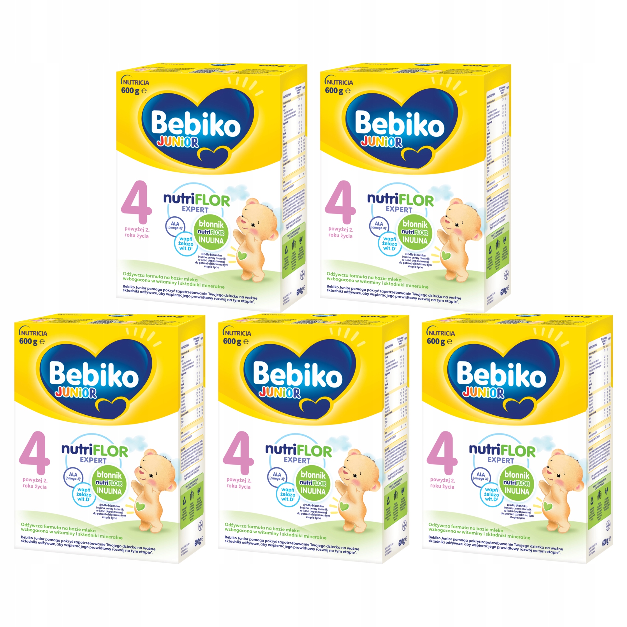 Bebiko 4 mleko modyfikowane od 24 miesiąca życia Zestaw 5x 600 g
