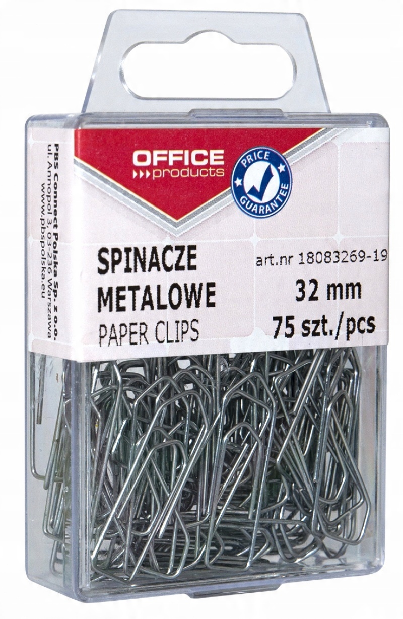 

Spinacze metalowe 32mm 75szt biurowe okrągłe