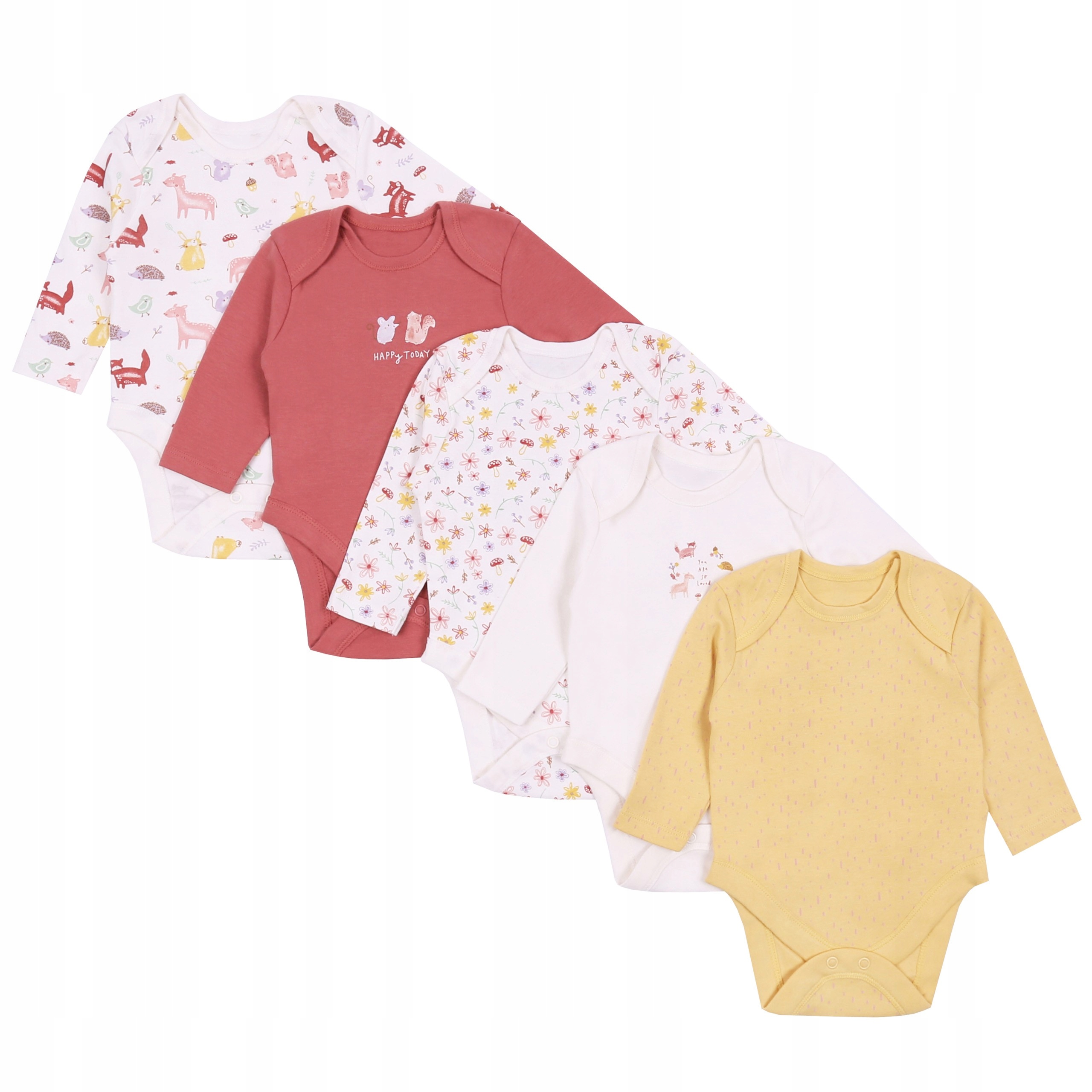 

5x Kolorowe jesienne body niemowlęce 68 cm