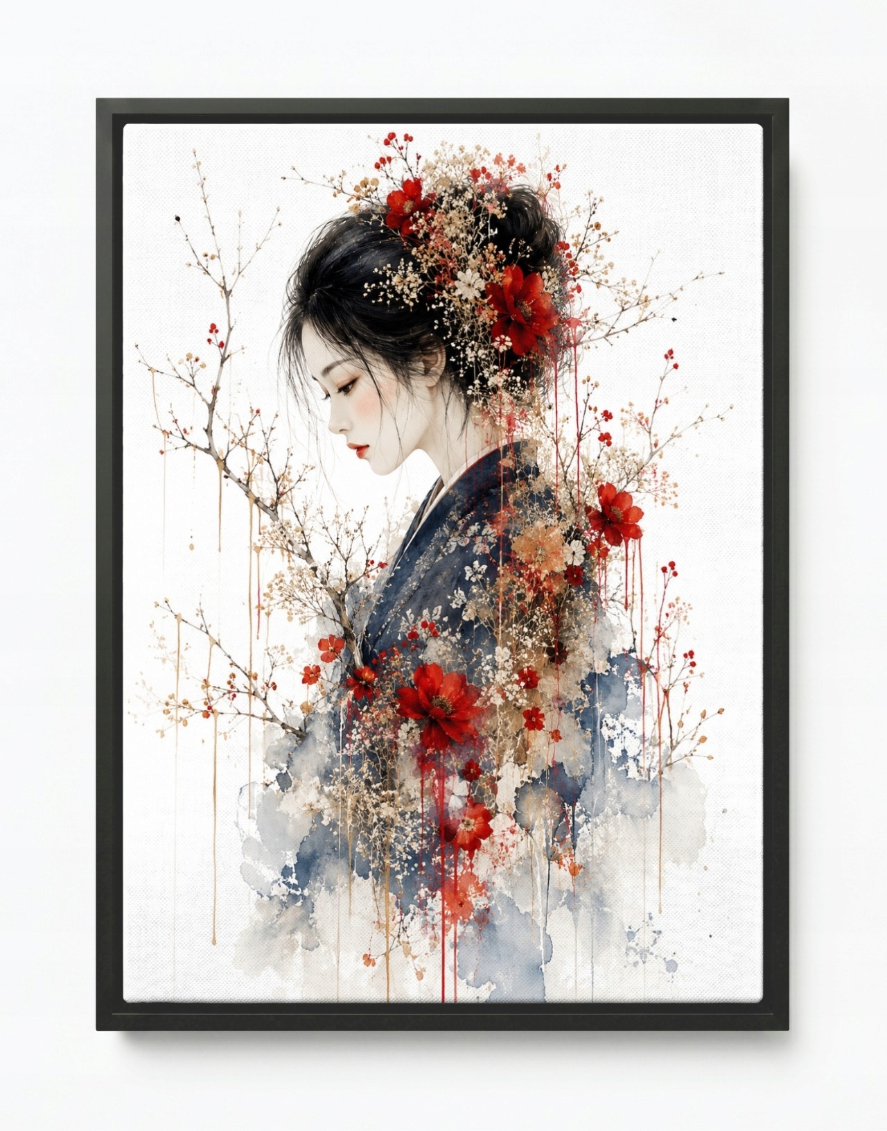 Obraz Rám American Box Portrét Žena Gejša Ázia Orient Japandi 60x80