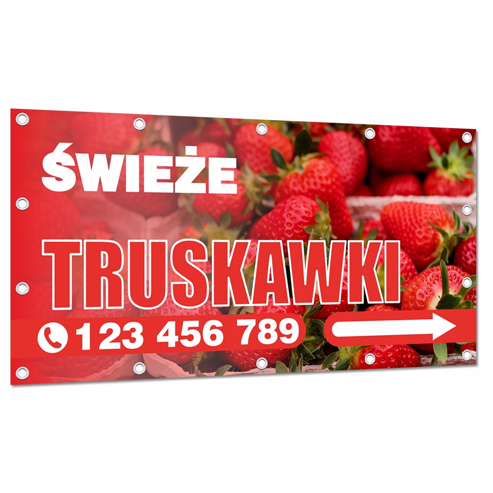 BANER REKLAMOWY 2x1m BANER Z WYDRUKIEM sprzedaż grzybów warzyw SZABLONY Oczkowanie co 50 cm