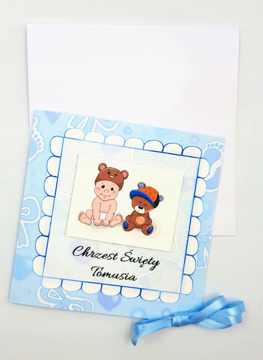 ZAPROSZENIA CHRZEST, CHRZCINY, CHŁOPIEC BŁEKIT Kolor dominujący wielokolorowy