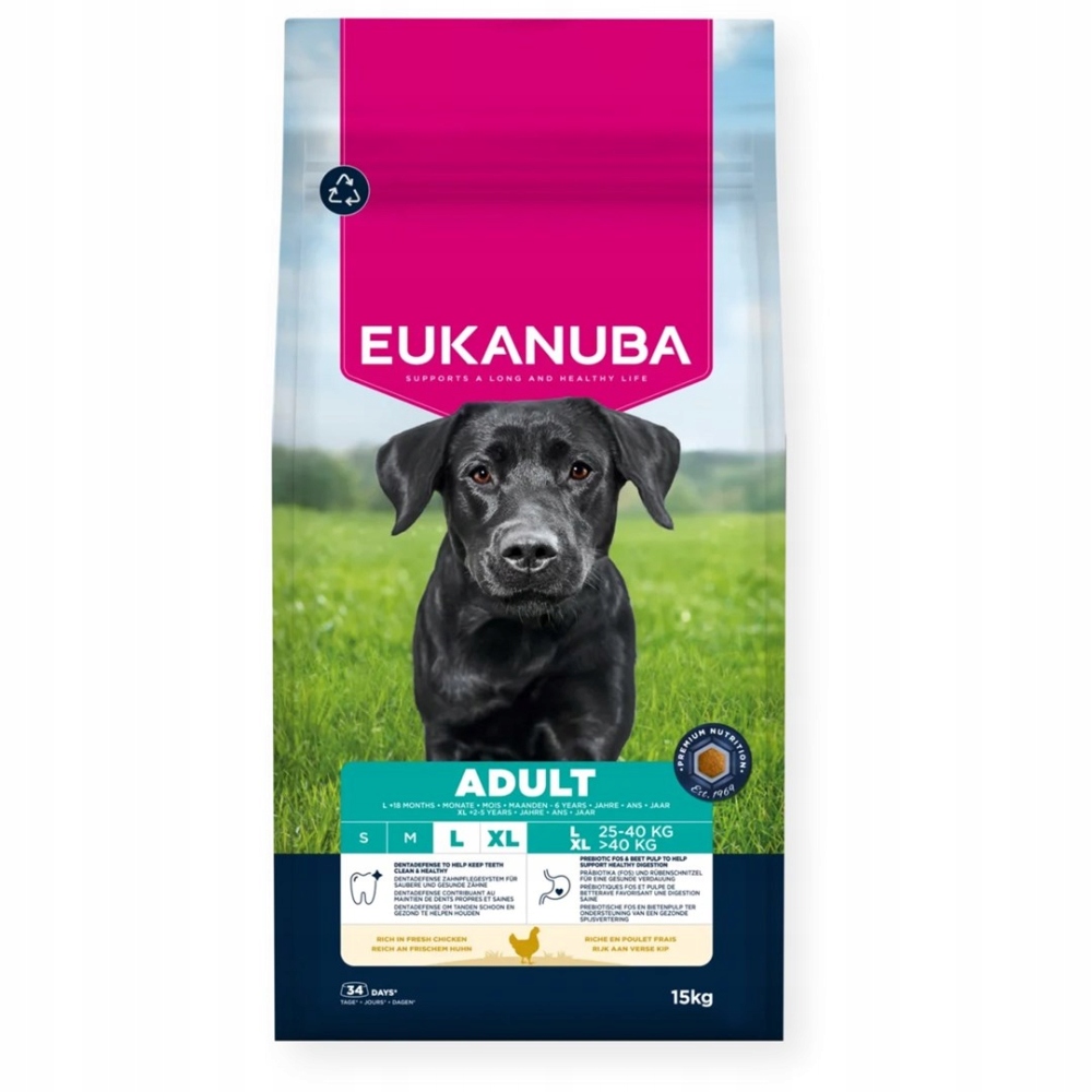 Levně Suché krmivo pro psy Eukanuba Adult Large Bohaté na kuře 15 kg
