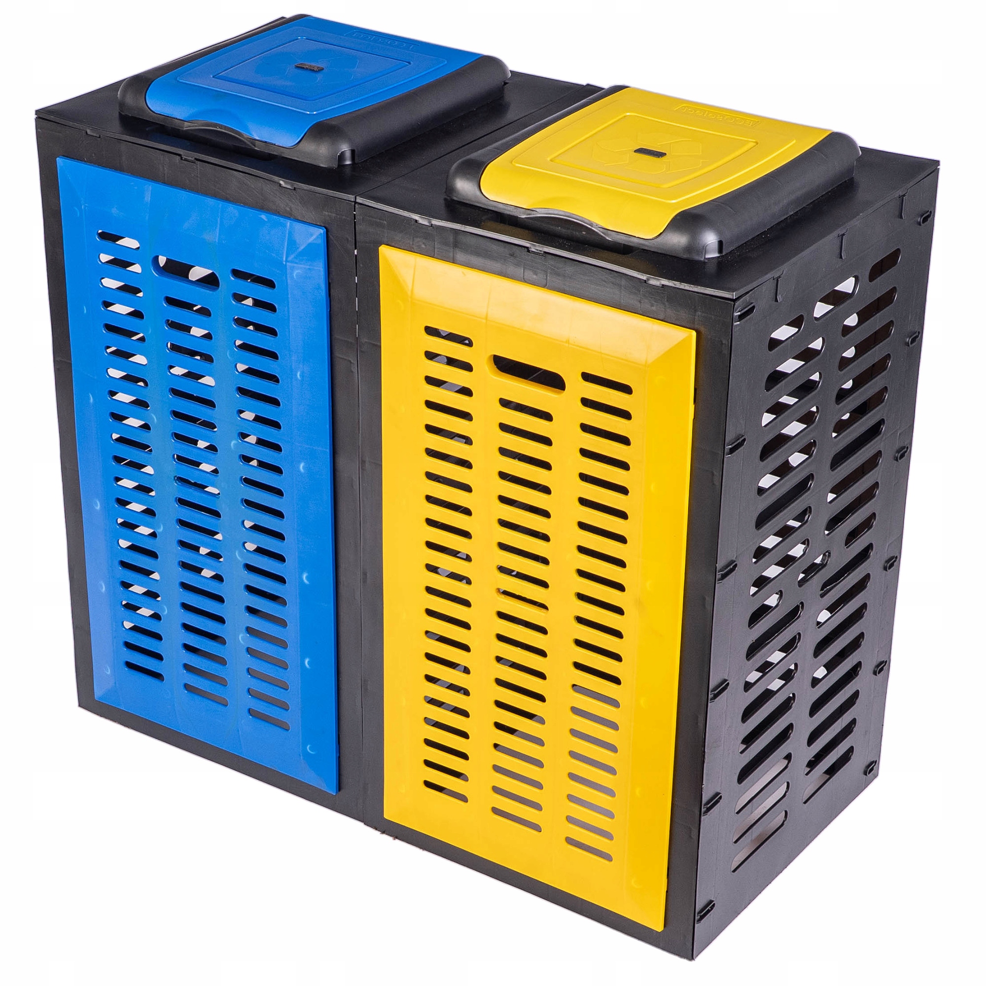 Kosz Na Śmieci Stojak Na Worki Do Segregacji Odpadów Podwójny Żółto-nieb