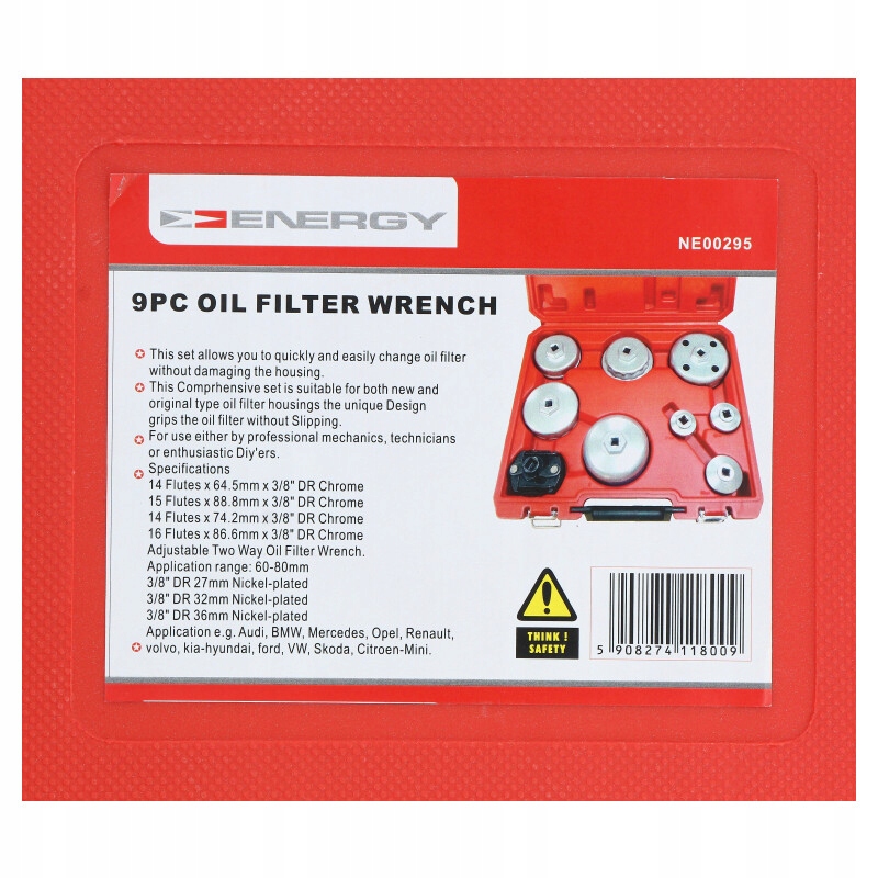 ZESTAW NASADEK ALUM FILTROW OLEJU 9 EL Producent code NE00295