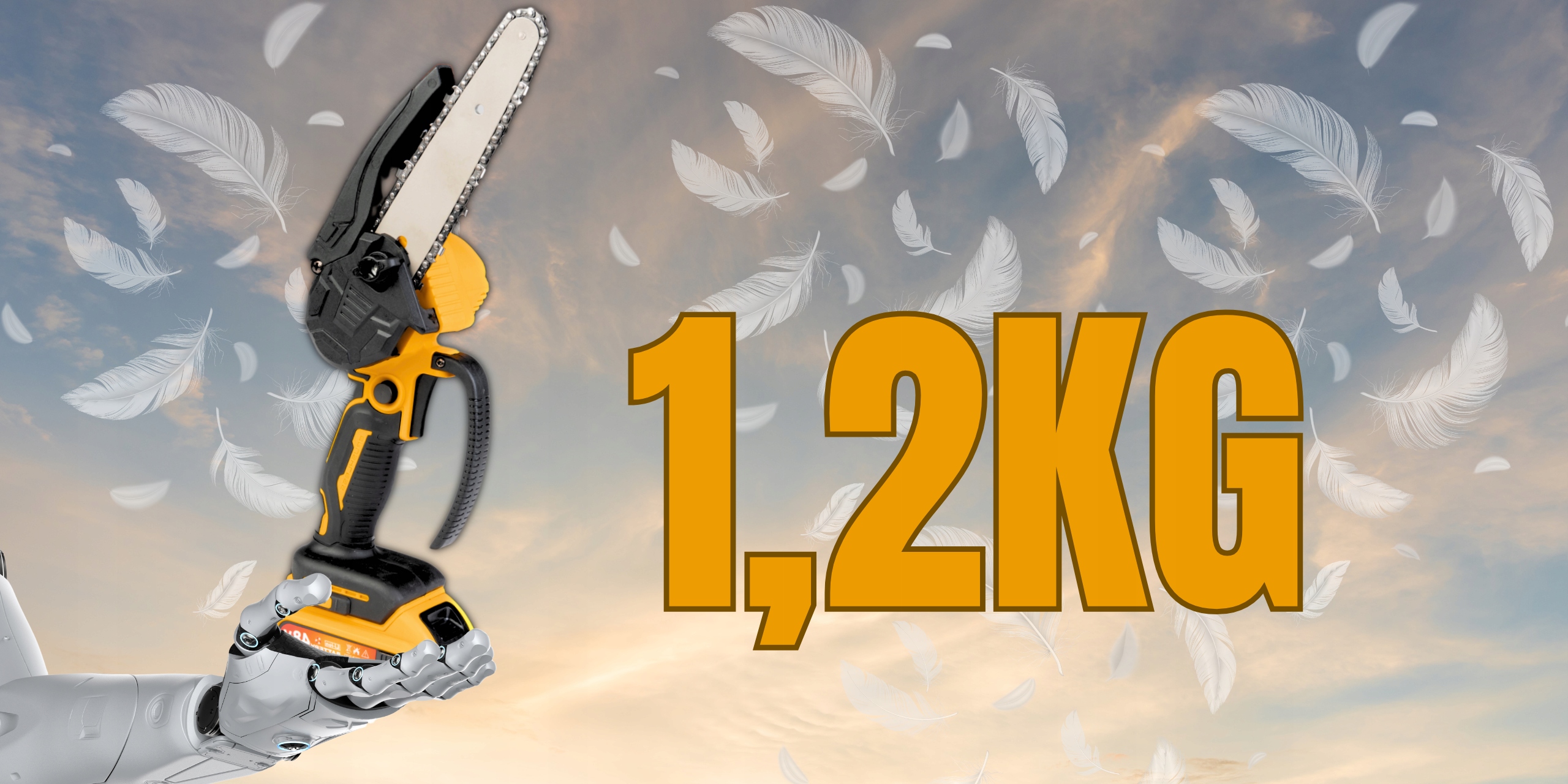 AKUMULATOROWA PIŁA ŁAŃCUCHOWA 6" Mini Pilarka Gałęziówka 2xaku 48V Zestaw Maksymalna moc 850 W