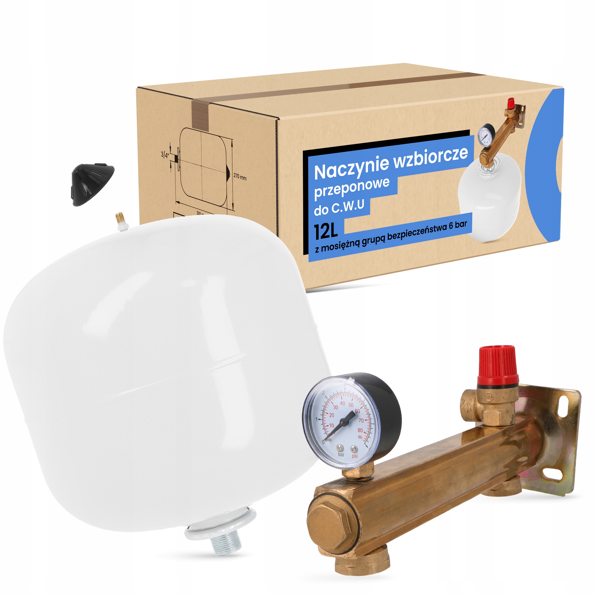 Membránová expanzná nádoba Cwu 12 l Nádrž Membrána Skupina Mosadz 6 Ad