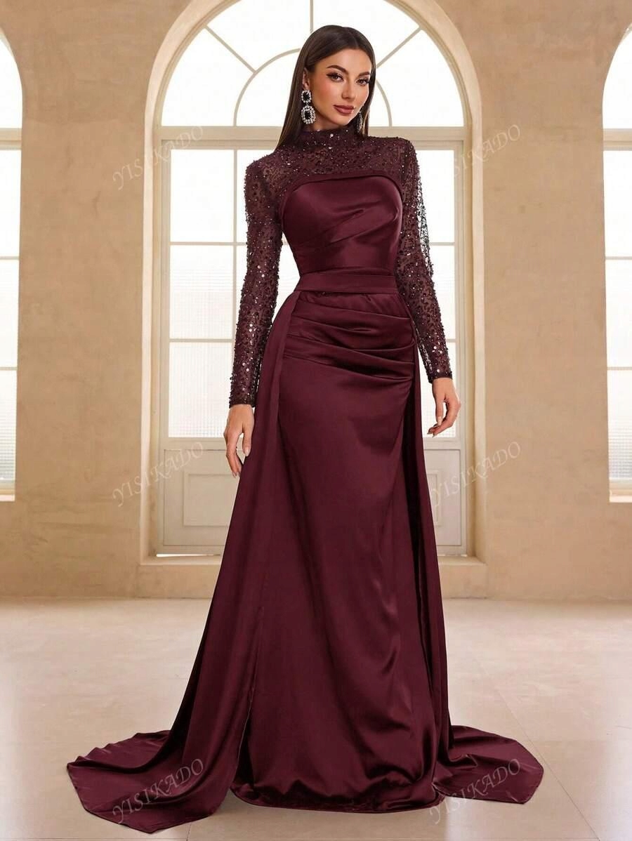 Shein Bordó Maxi Šaty S06 XL
