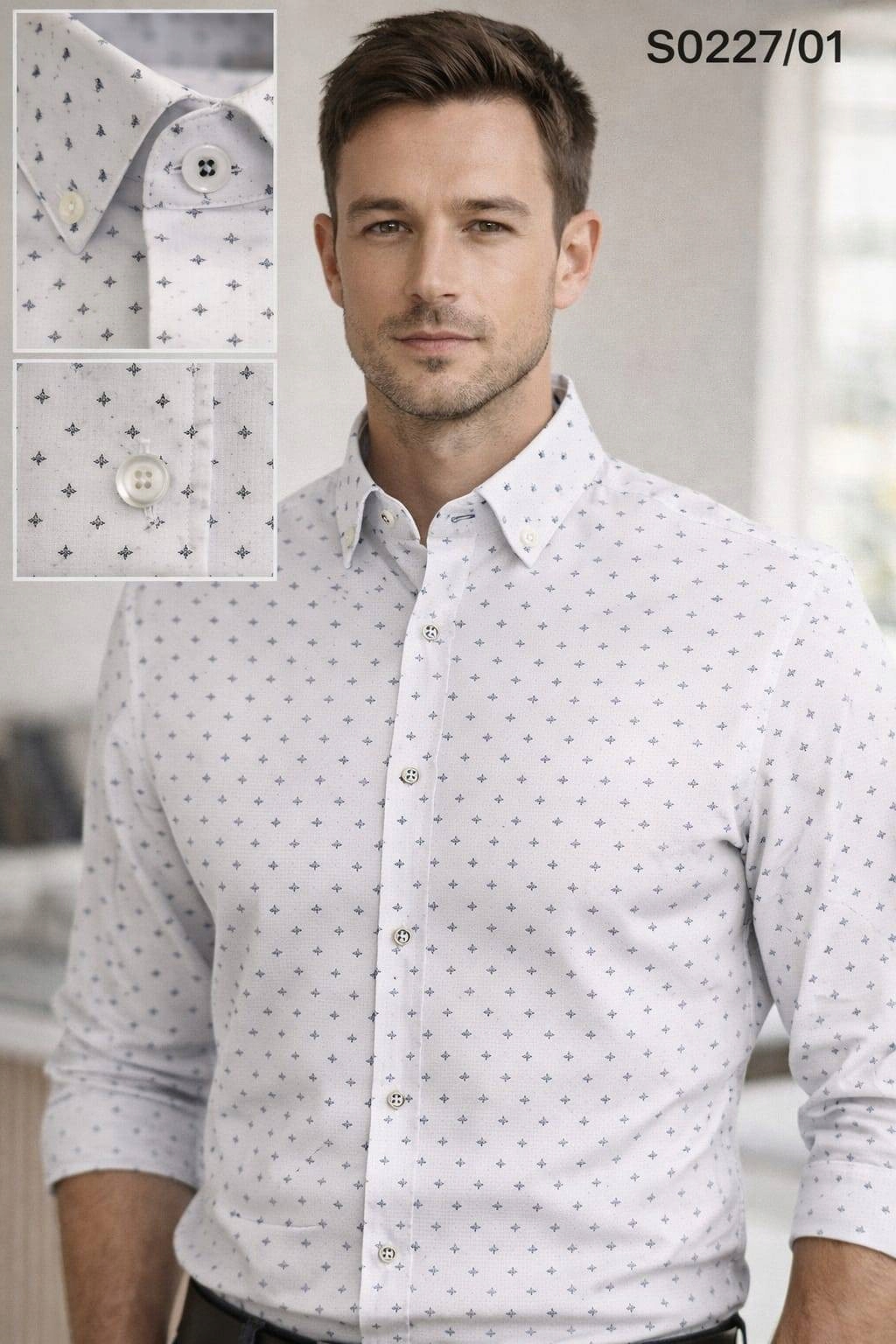 Ego Man košile pánská S0227-01 slim fit M bílá