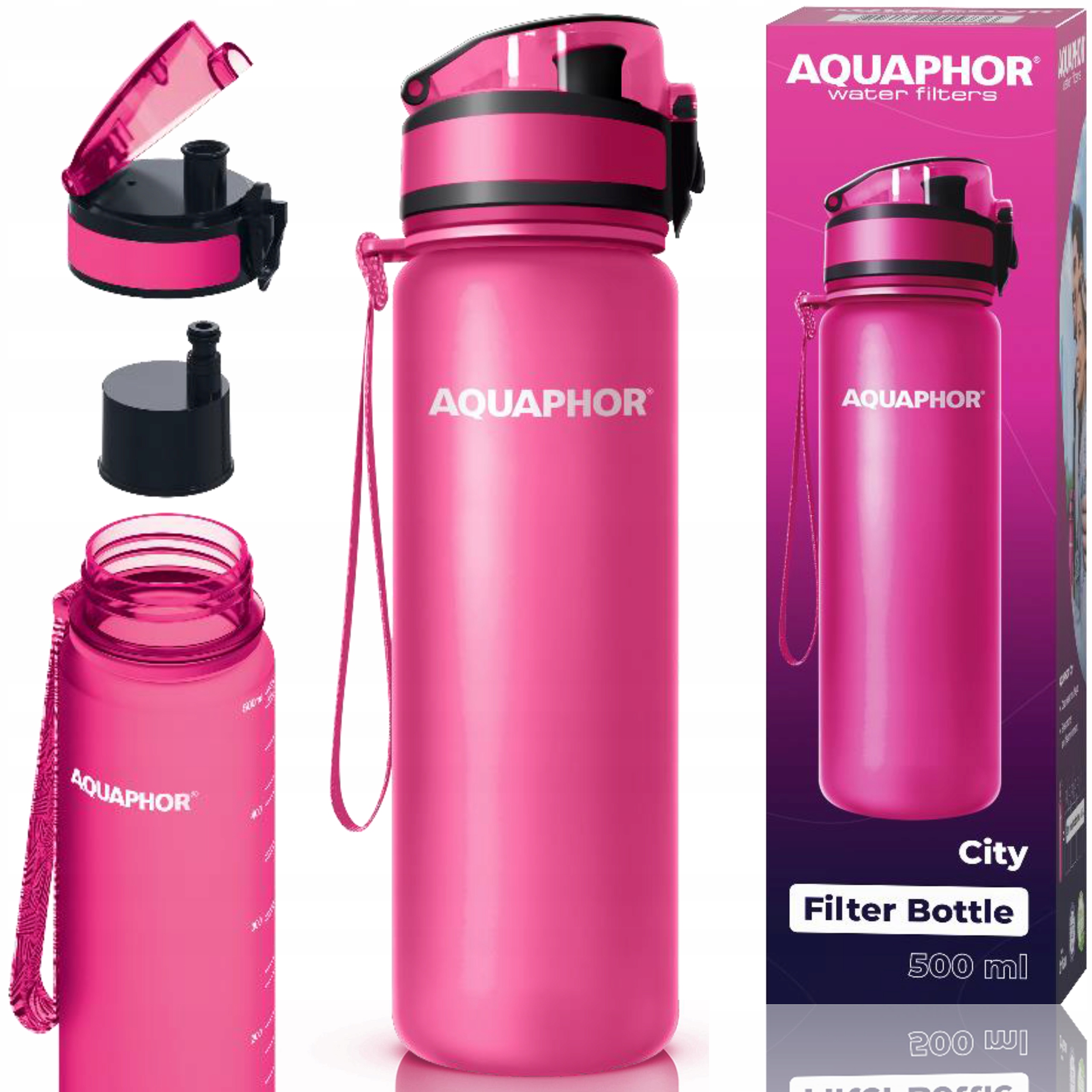 

Butelka filtrująca Aquaphor City różowa 0,5 l