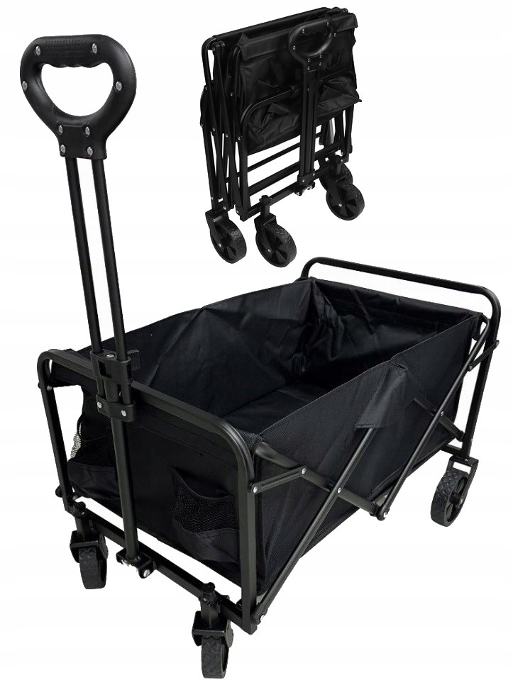 Składany Wózek Ogrodowy Plażowy Transportowy czarny 130 Lit. Wzmocnione Dno