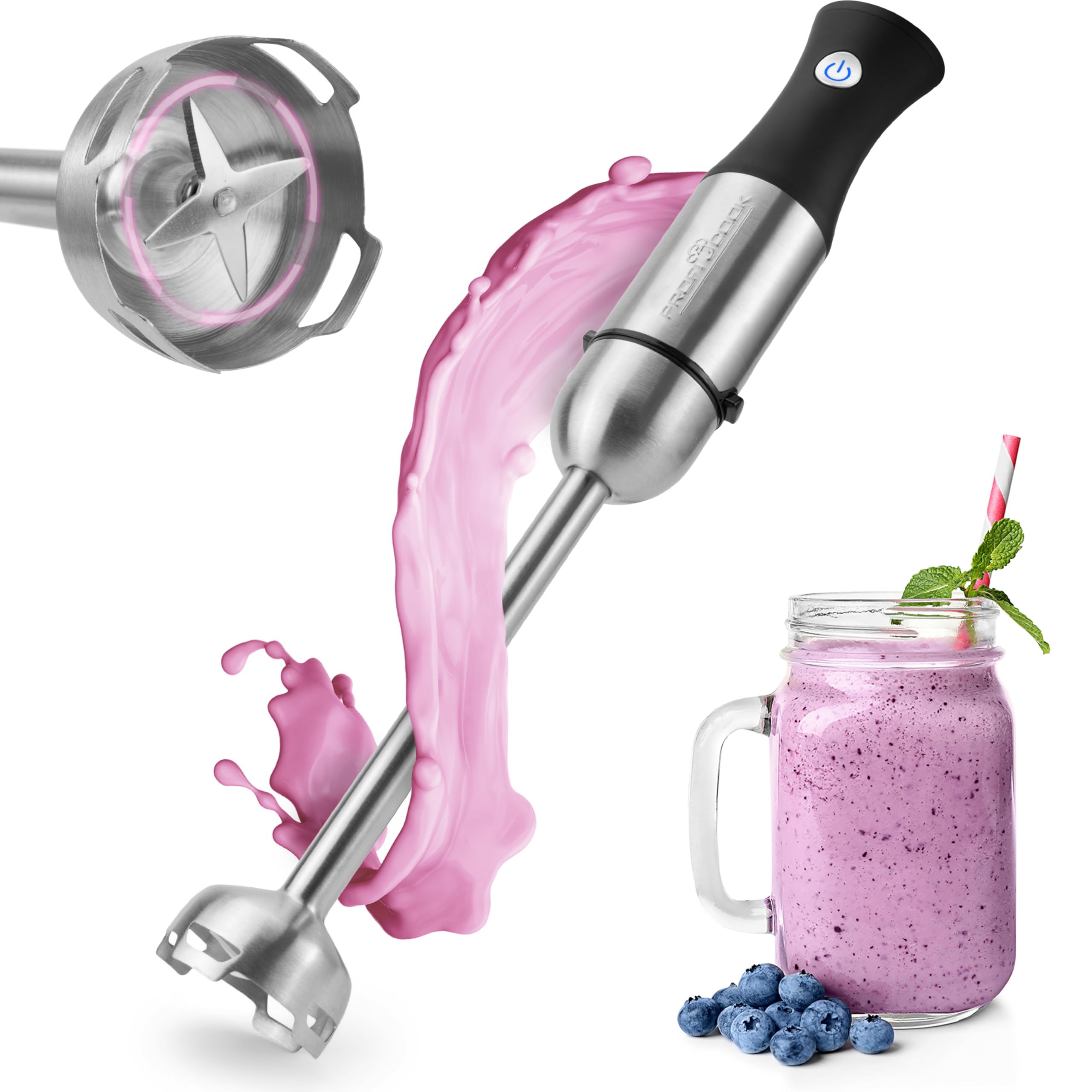 PROFICOOK Blender 1000W Stalowy, 27cm, Regulacja Prędkości