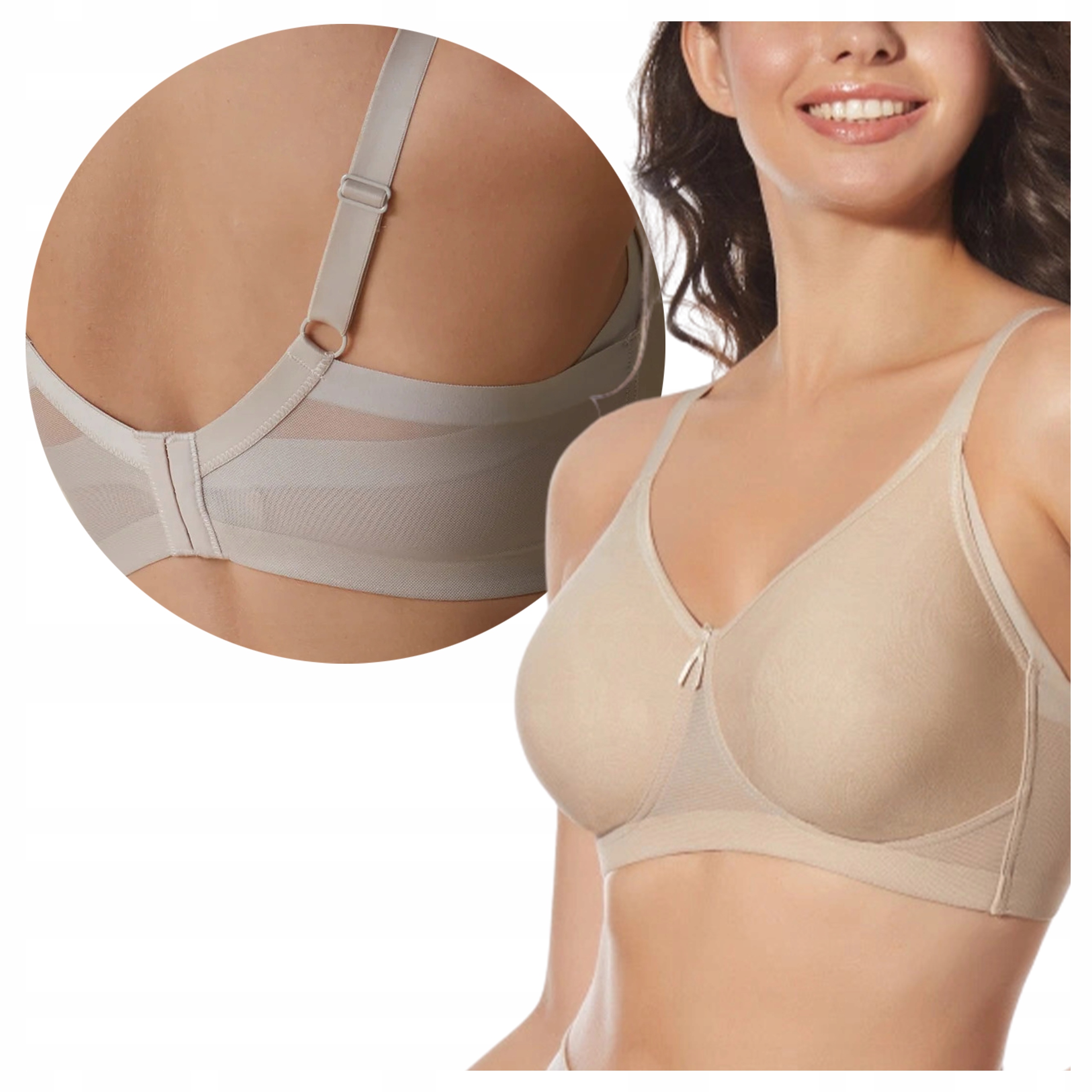 Podprsenka hladká měkká bez kostic každodenní velmi pohodlná béžová 100D