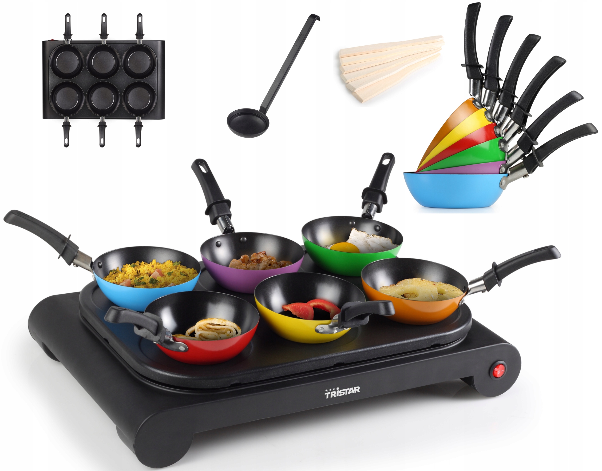 Raclette Elektrický gril Wok Mni doska pre 6 osôb Patelky Palacinky Placky