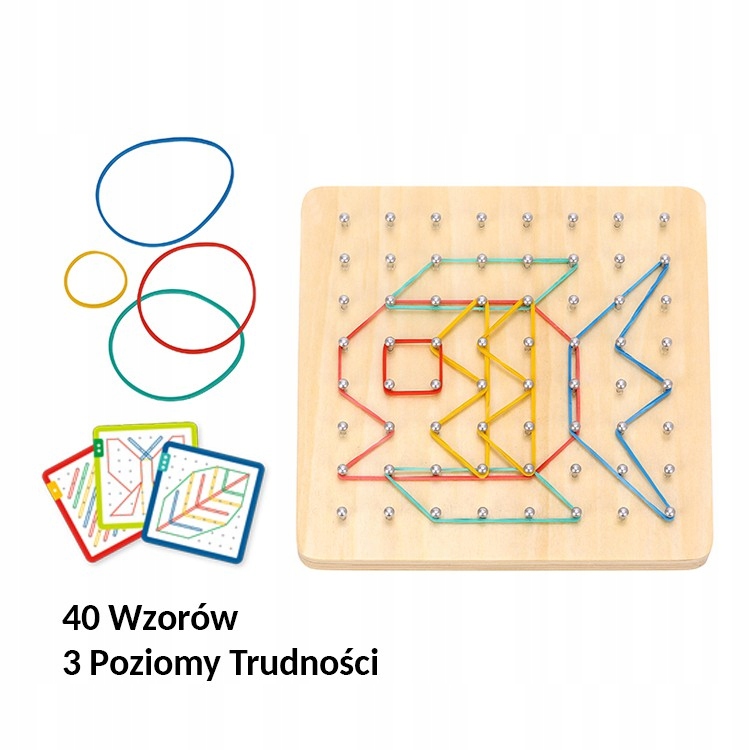 UKŁADANKA MANIPULACYJNA GEOPLAN MONTESSORI TRENING MÓZGU FSC WOOPIE GREEN Minimalny wiek dziecka 3