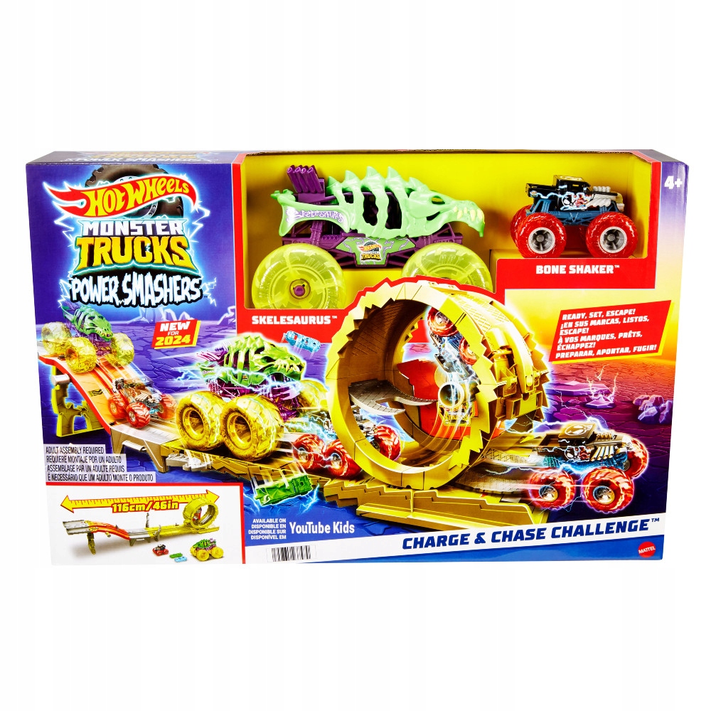 Hot Wheels Monster Trucks Duży Zestaw Tor Samochodwy 116 CM Pętla 2 Autka