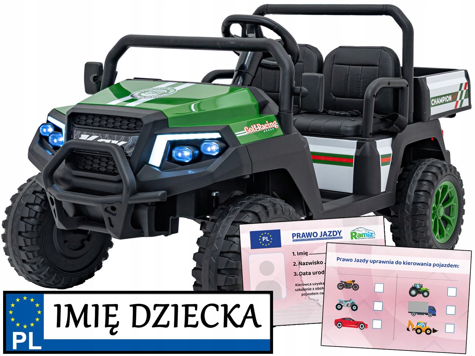 Pick Up Champion Dwuosobowe Autko Elektryczne dla dzieci pilot koła Eva