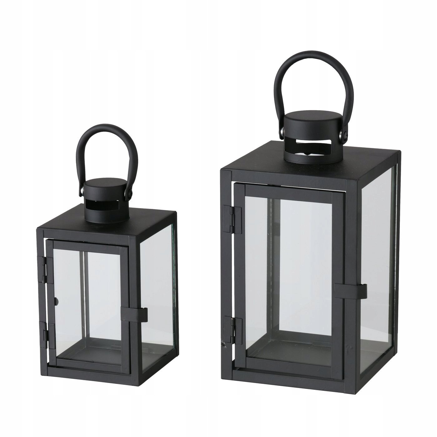Kovová Lucerna Černá Se Skleněným Sklem, Sada 2 Ks 14X25 CM, Arana