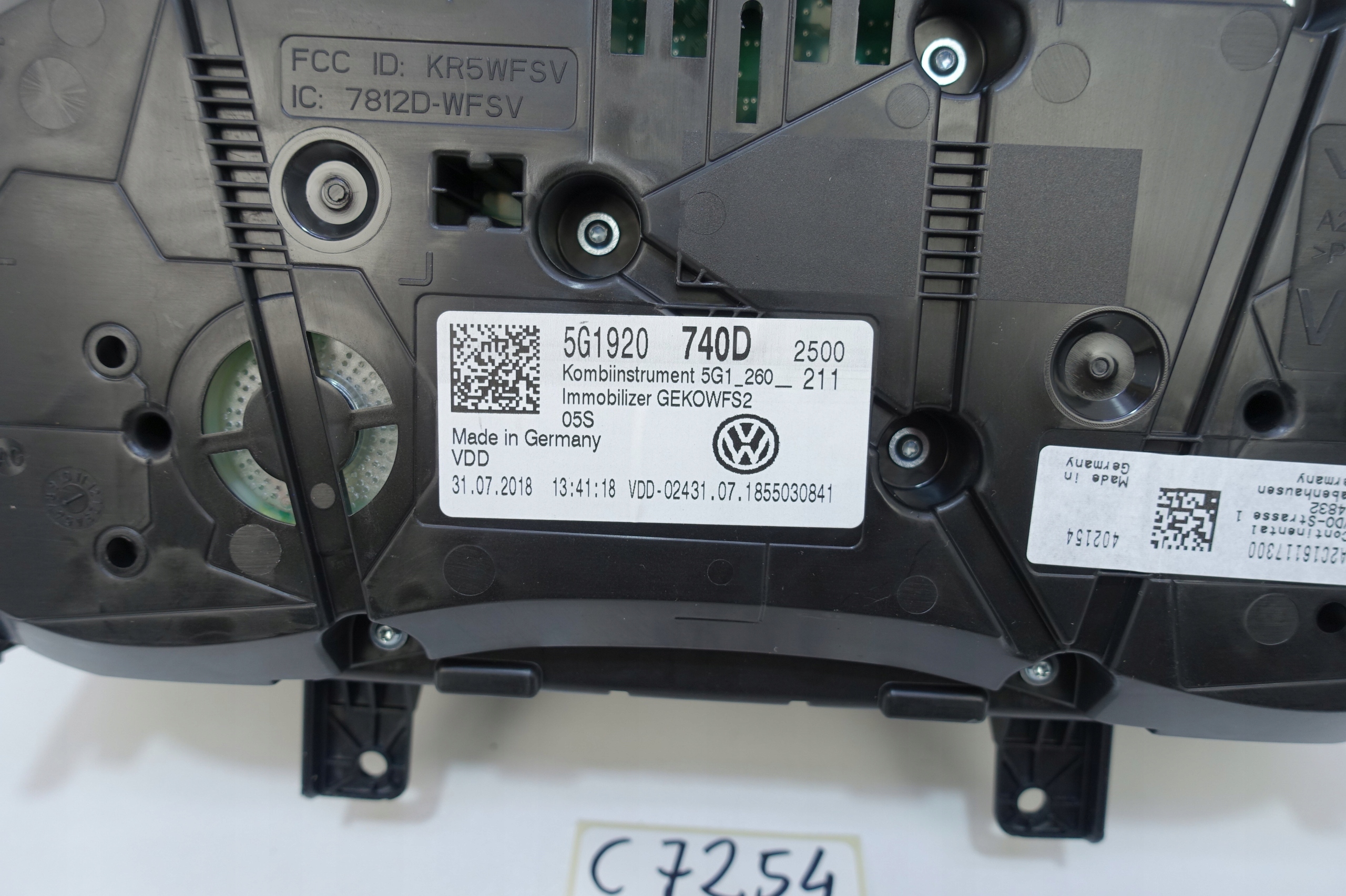 dials dials VW GOLF VII 7 5G 33622KM 5G1920740D