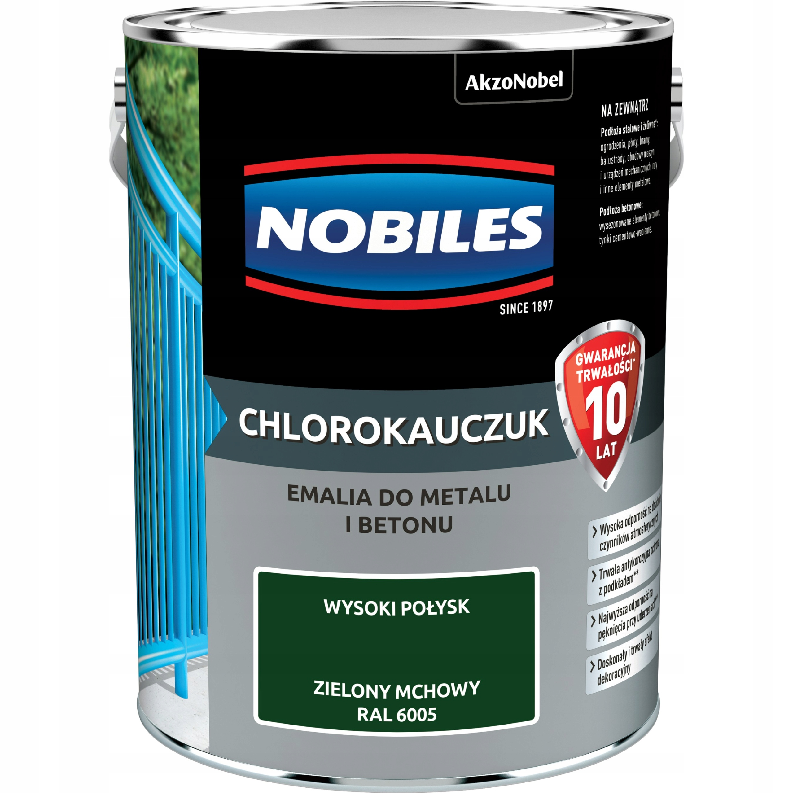 Nobiles Chlorokaučuk smalt na kov a betón Zelený mach Ral 6005 5 l
