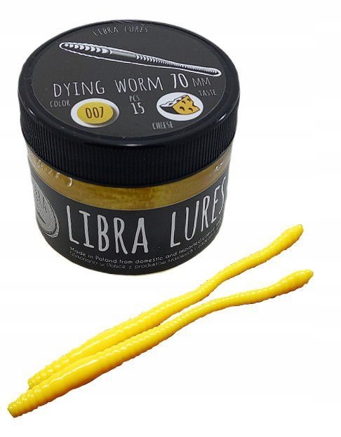 Libra Lures Dying Worm 007 Yellow 8cm Kryl Długość (cm): 8, Smak: Kryl