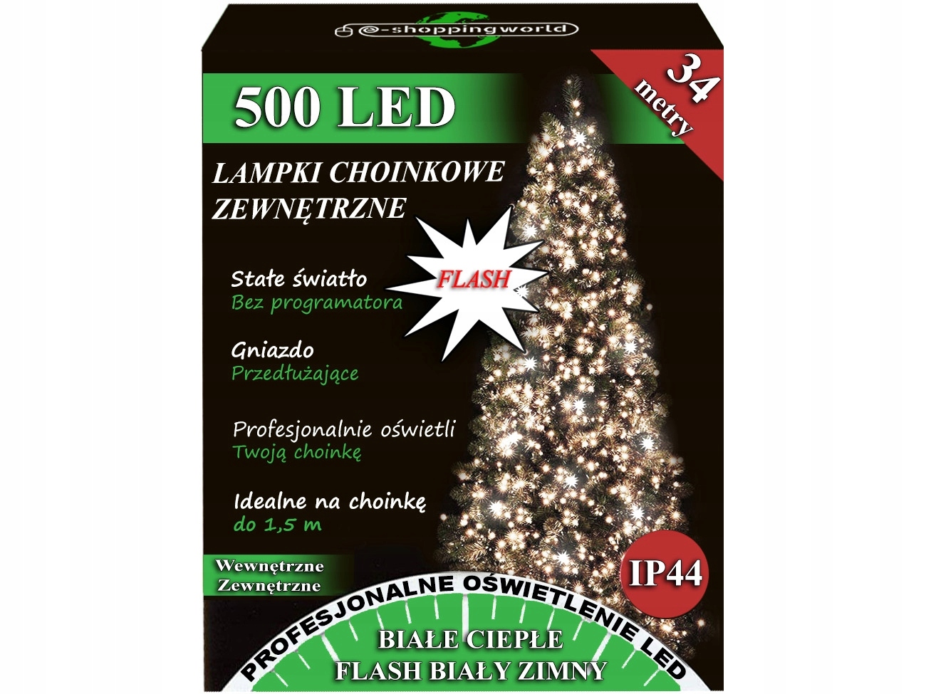 

Lampki Choinkowe Zewnętrzne Flash Iskra 500 Led C