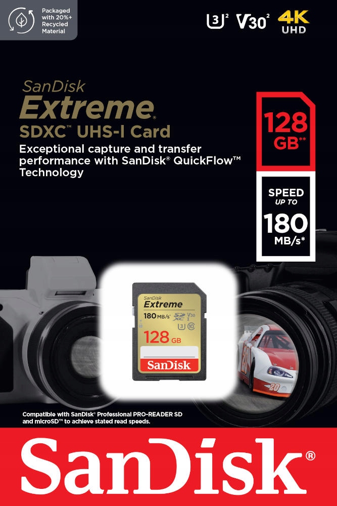 Karta SD Sandisk SDXC EXTREME 128GB 180MB/s V30 Producent SanDisk