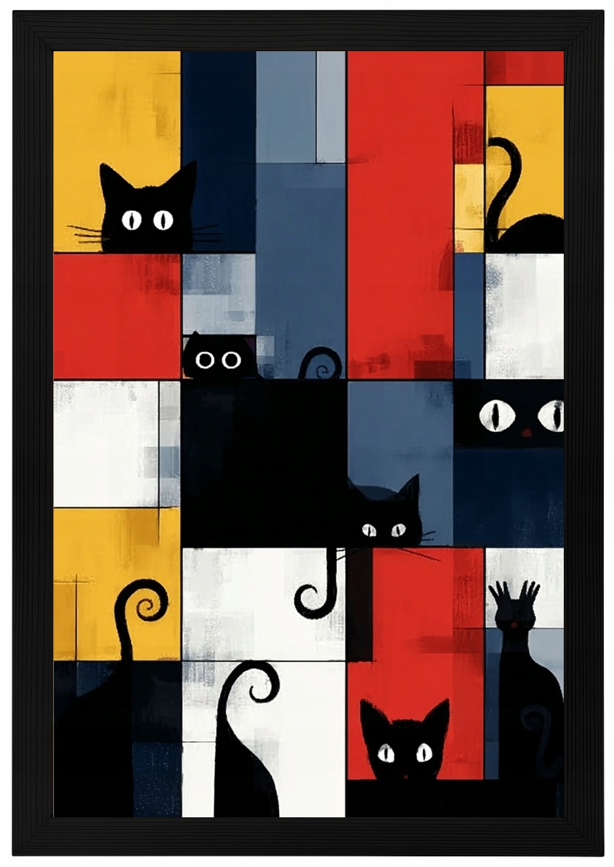 Plakát S Rámeček Rámem, Černými Kočkami, Abstraktní, Barevný, Pop Art 40x60