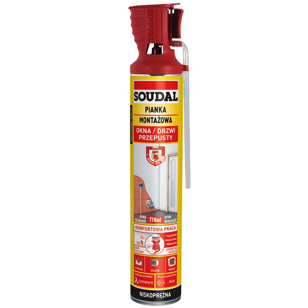 PIANKA MONTAŻOWA Z APLIKATOREM GENIUS GUN USZCZELNIAJĄCA 770ml SOUDAL Kod producenta 130603