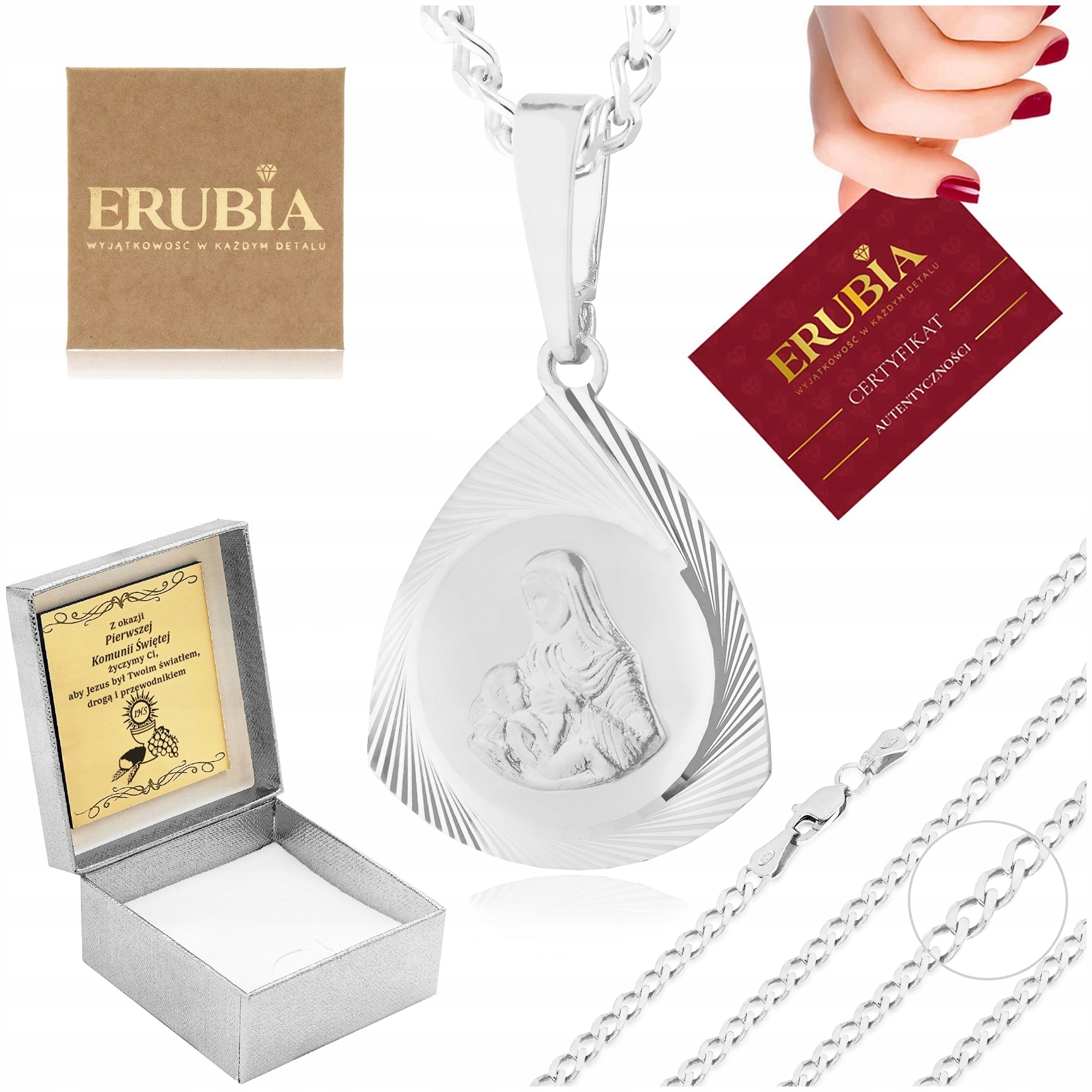 Krásný Stříbrný Řetízek Na Přijímání Křest Pro Dívku Gravírování