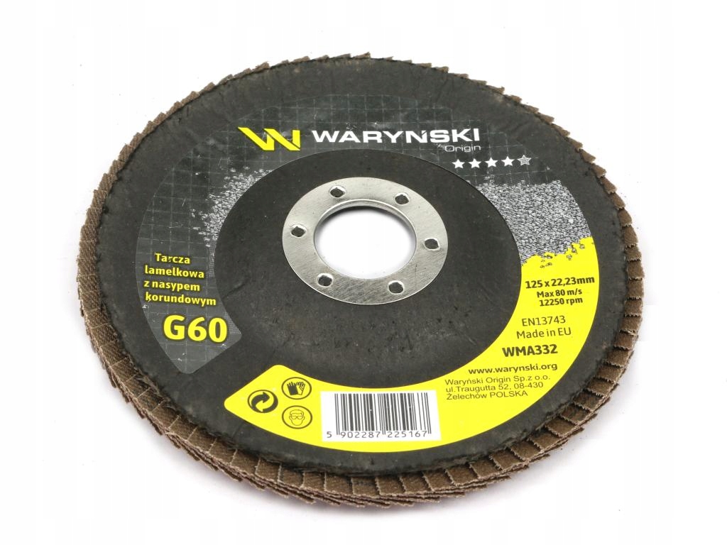 Tarcza do szlifierki 125 mm lamelkowa z elektrokorundem GR60 (sprzedawana p