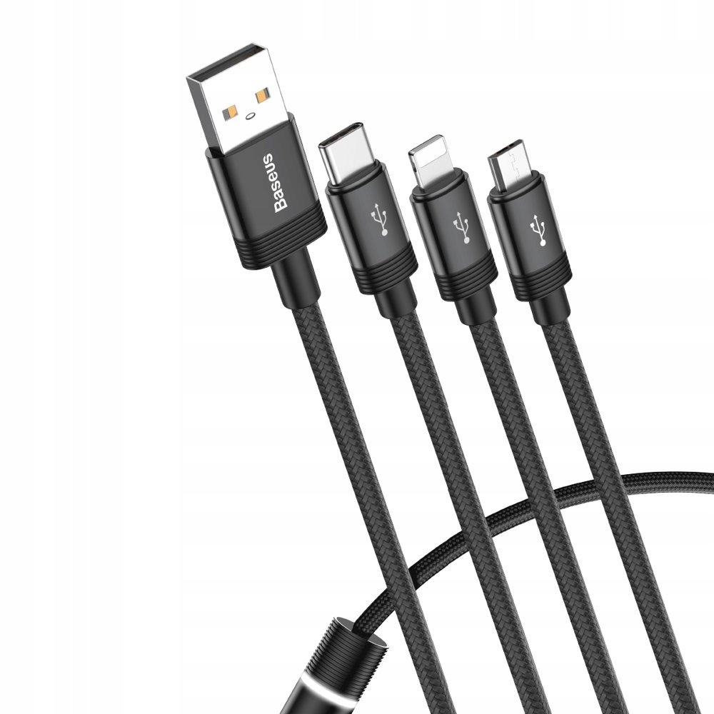 

Kabel Usb Typ C 3w1 Lightning 3,5A 1,2m Baseus