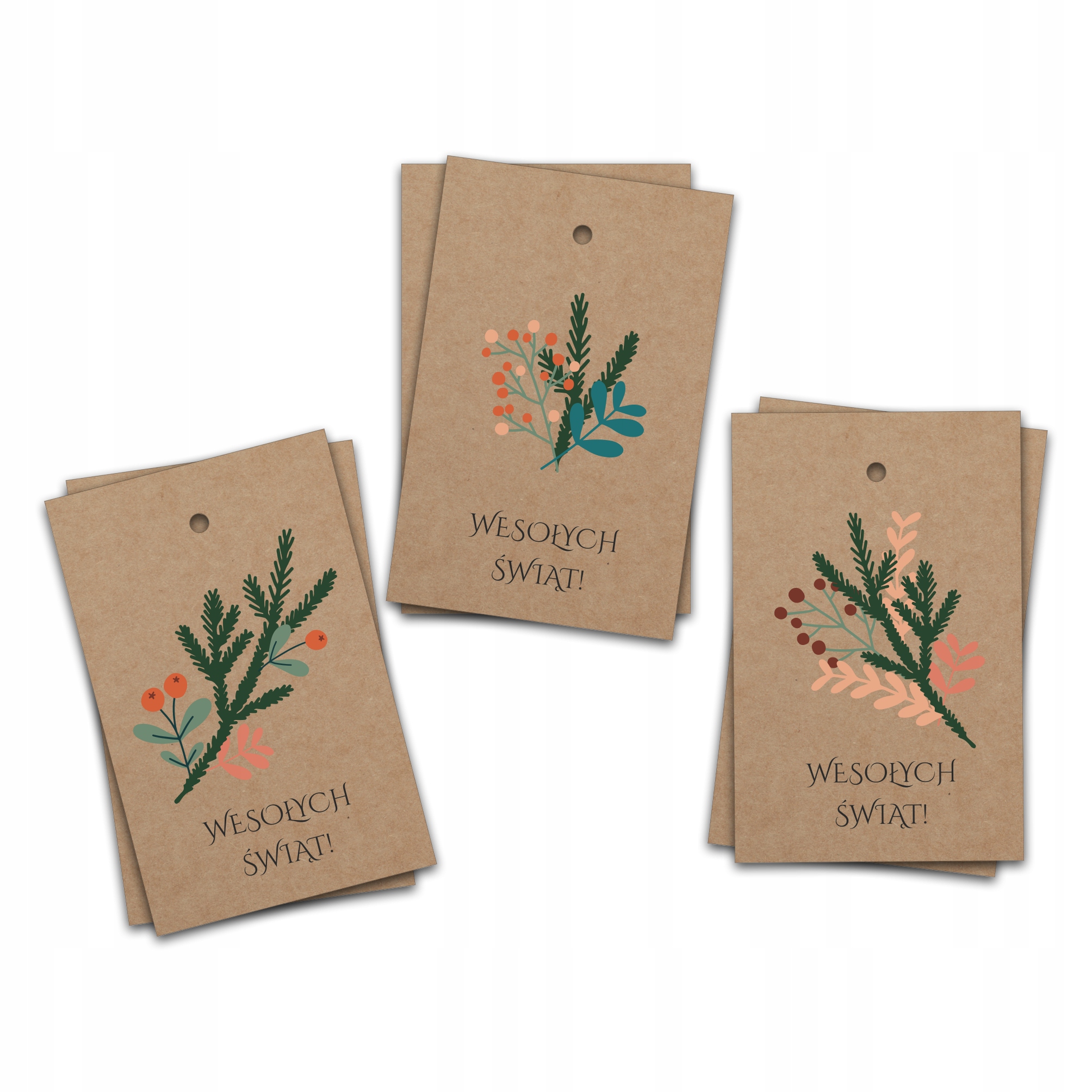 24 szt etykiety bileciki świąteczne kraft 4,5x5cm