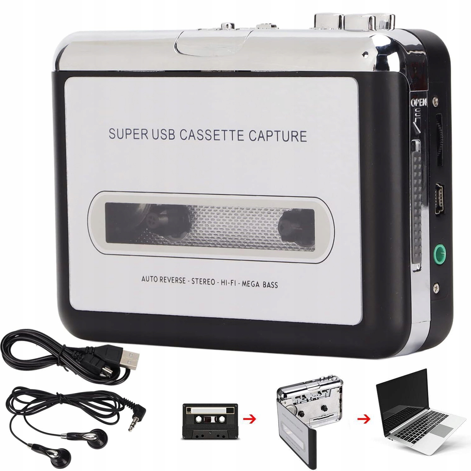 Konwerter Taśmy Na MP3 Walkman Odtwarzacz Kasetowy Audio Słuchawki