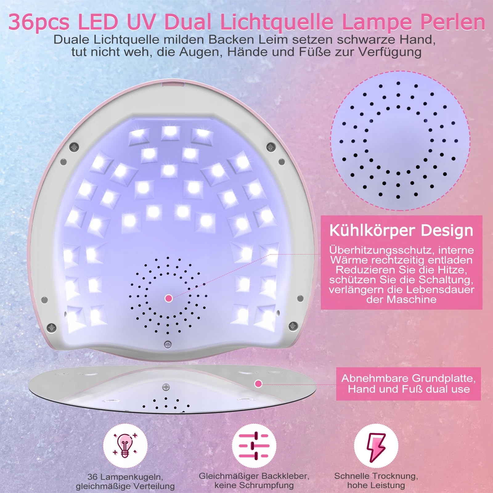 NAILGIRLS Lampa UV LED 150W Do Paznokci Z Sensorem LCD Do Żelowych Paznokci — miniatura 6