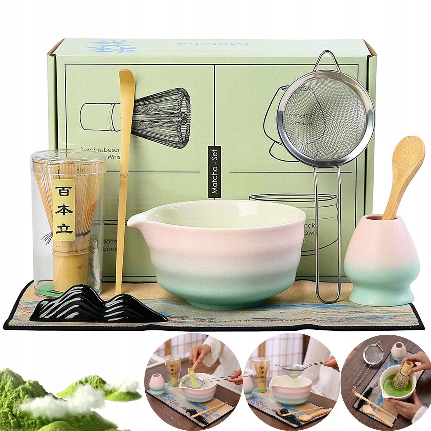 Zestaw Akcesoriów Do Parzenia Herbaty Matcha Matchawan Czarka Miotełka 8EL