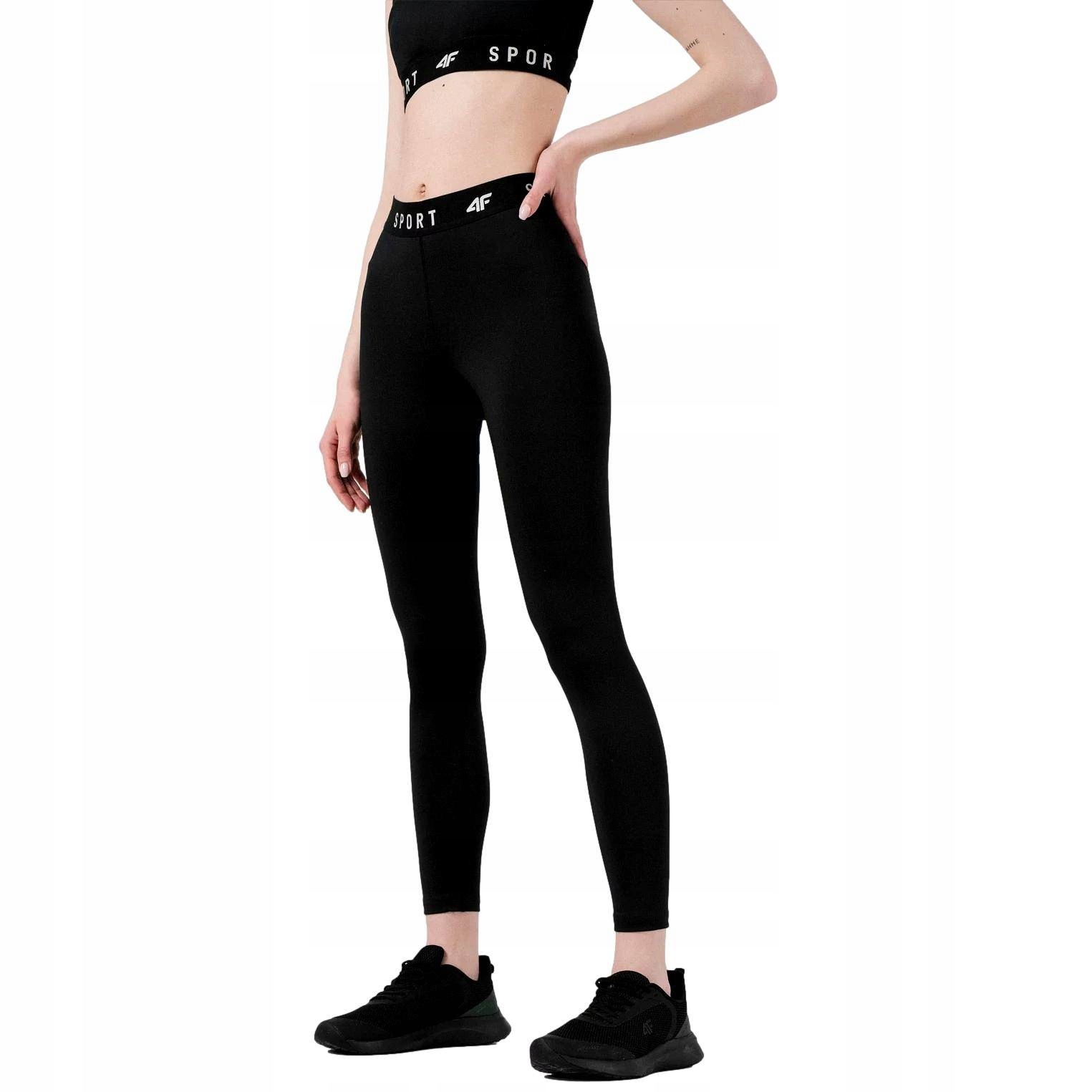 Legginsy Treningowe Fitness 4F NOSH4-SPDF351 CZARN Długość nogawki 7/8