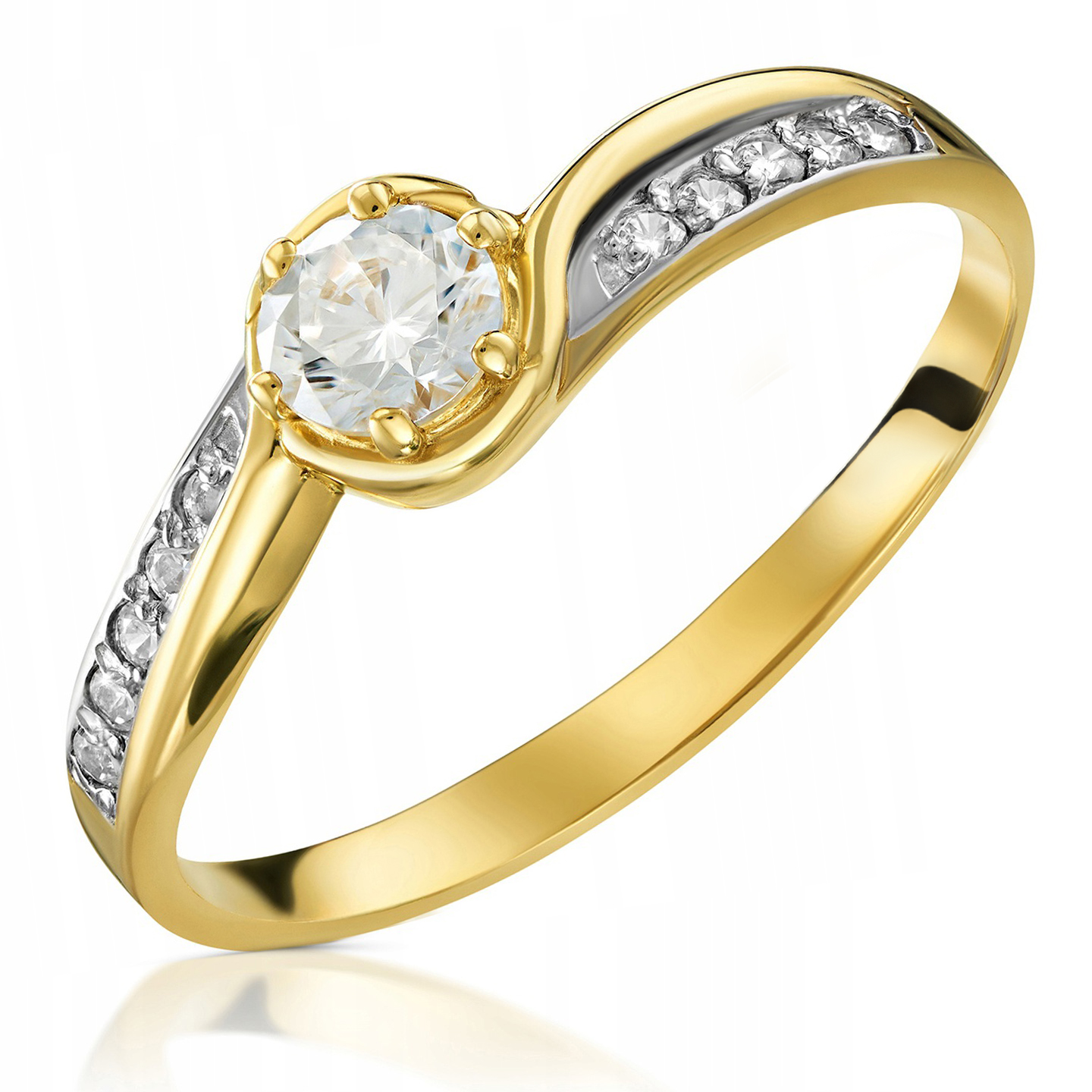 

Złoty Pierścionek Zaręczynowy 333 8K Cyrkonia r11