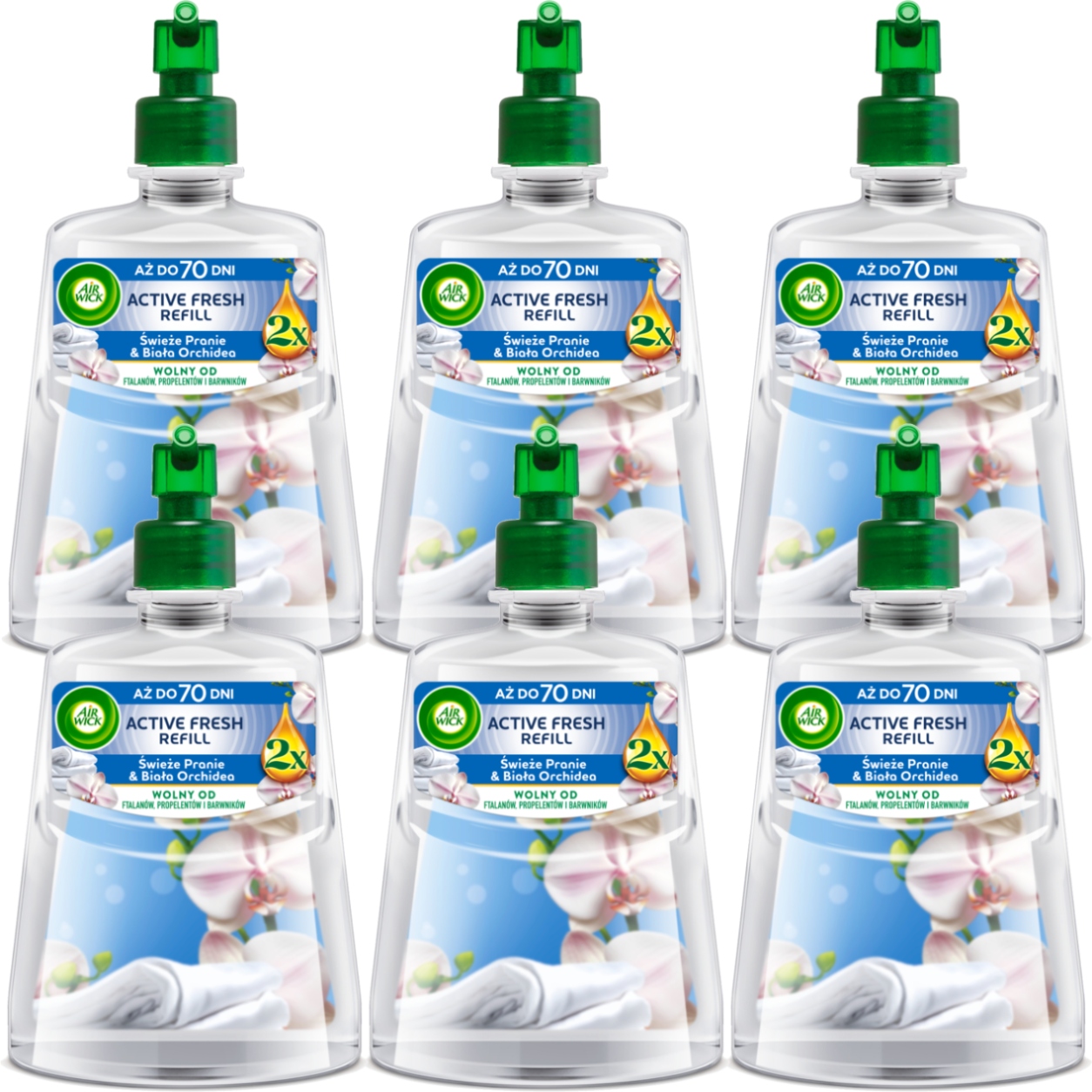 Air Wick Active Fresh filtr Čerstvé prádlo &amp; Bílá Orchidej 228 ml x6