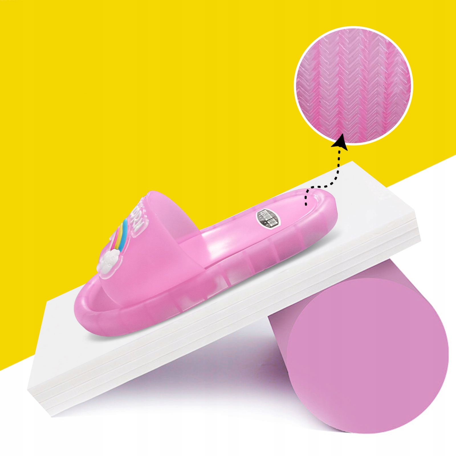 KLAPKI DLA DZIECI ANTYPOŚLIZGOWE ŚWIECĄCE OCHRONNE Kolor różowy