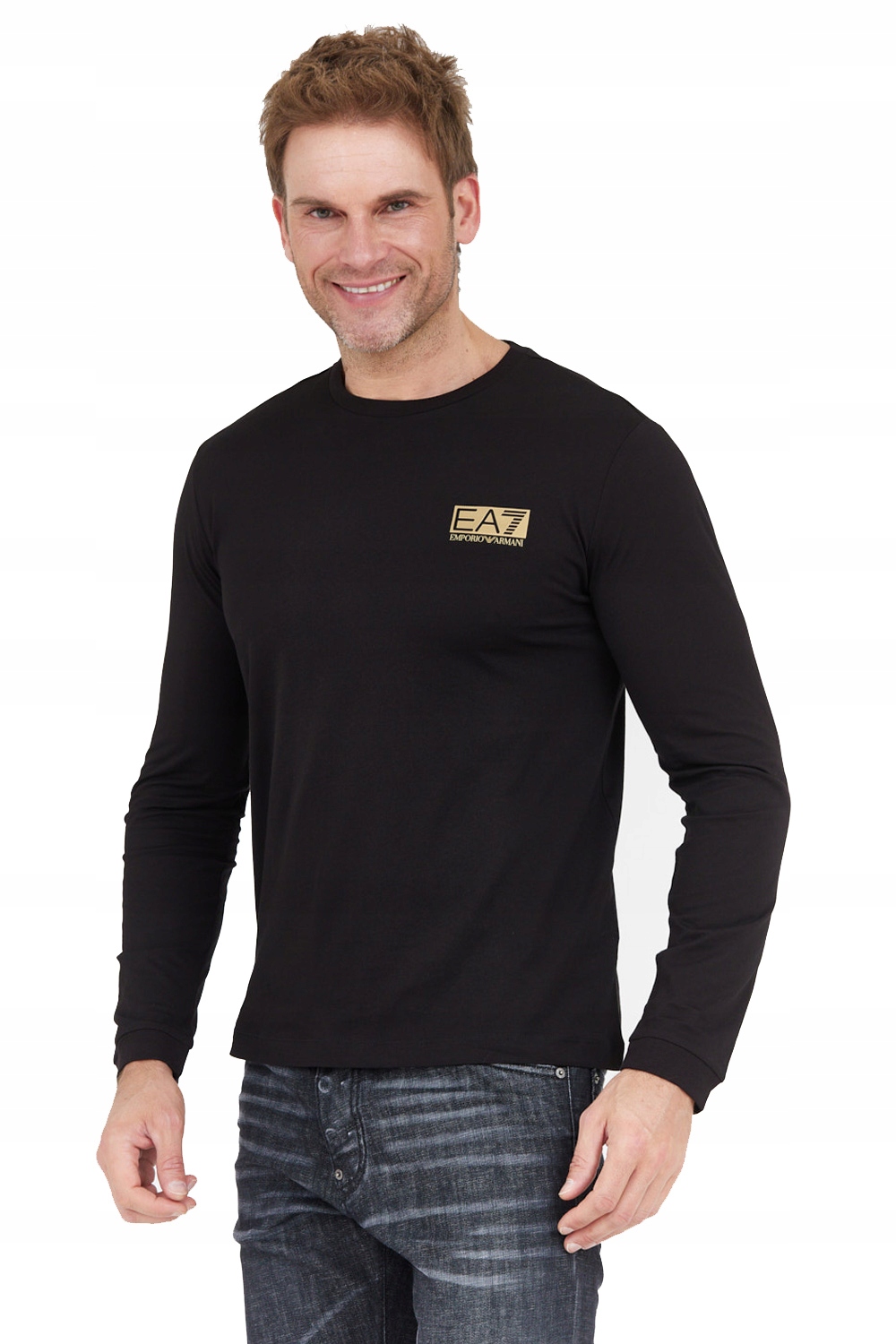 EA7 Emporio Armani Černý dlouhý rukáv s logem XXL