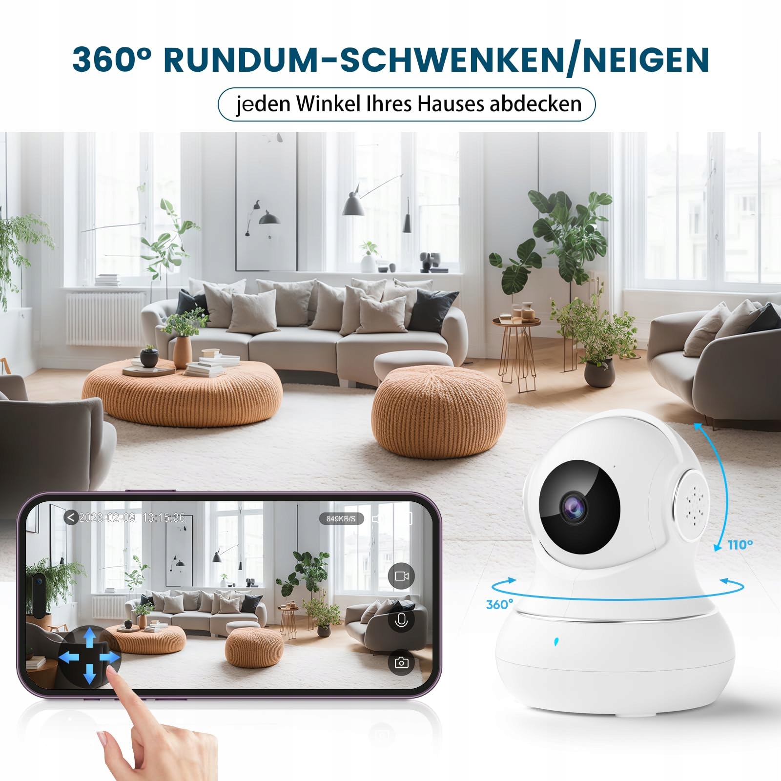 LITTLE ELF Kamera Wewnętrzna 2K Babyfon 360° WiFi Audio Nocna Alexa — miniatura 2